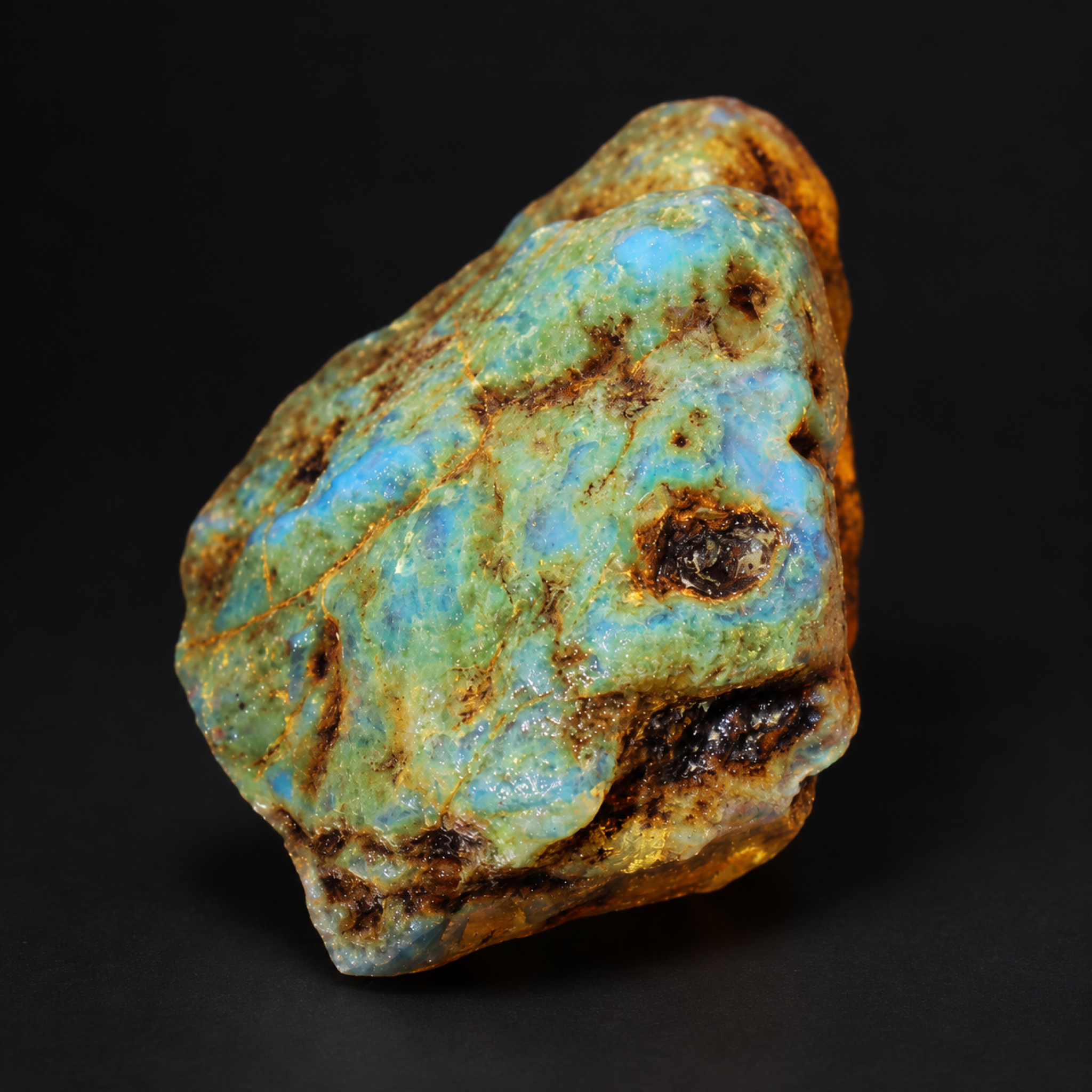 Earth mined green blue rough specimen Dominican amber 24g – photo 3