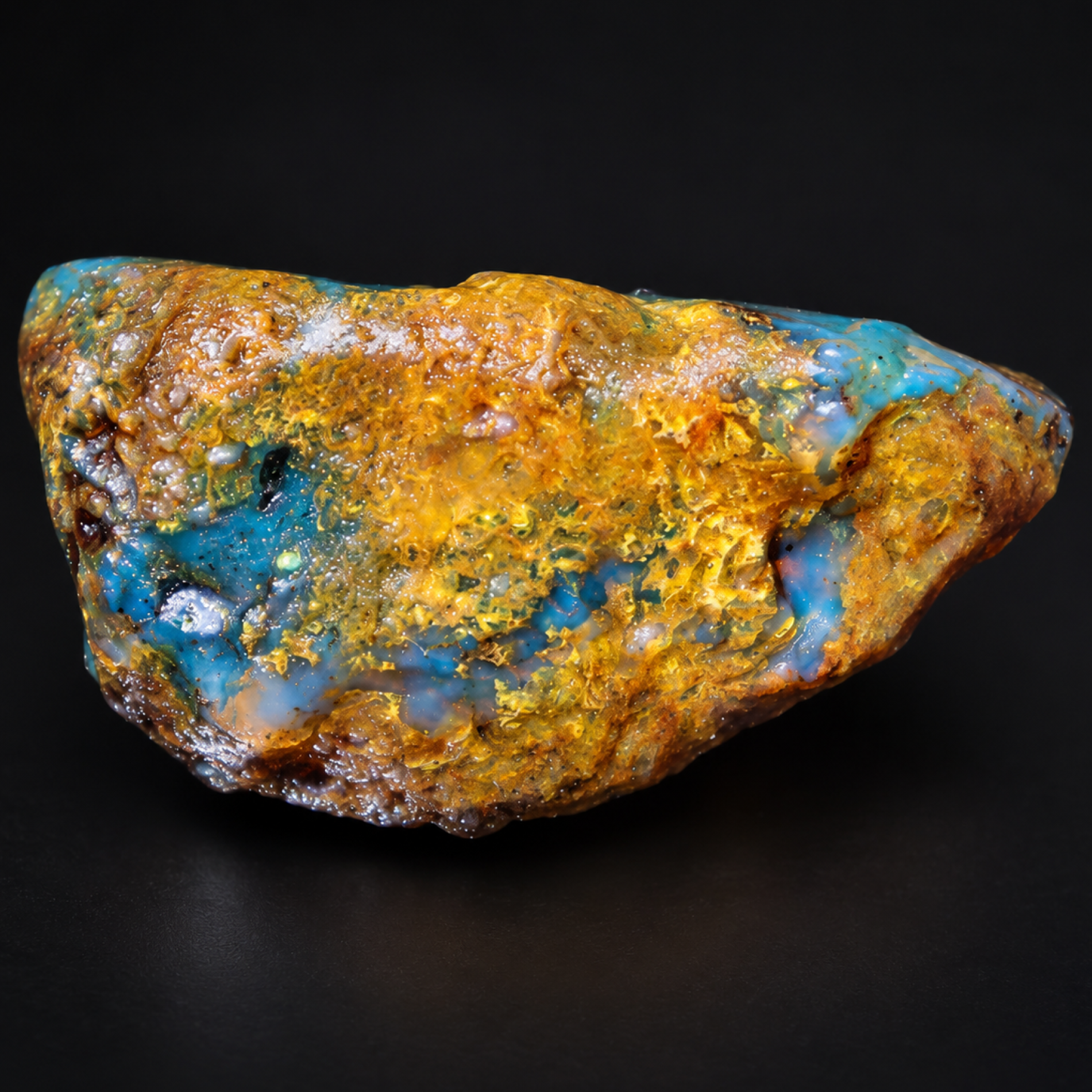 Earth mined deep blue rough specimen Dominican amber 9g