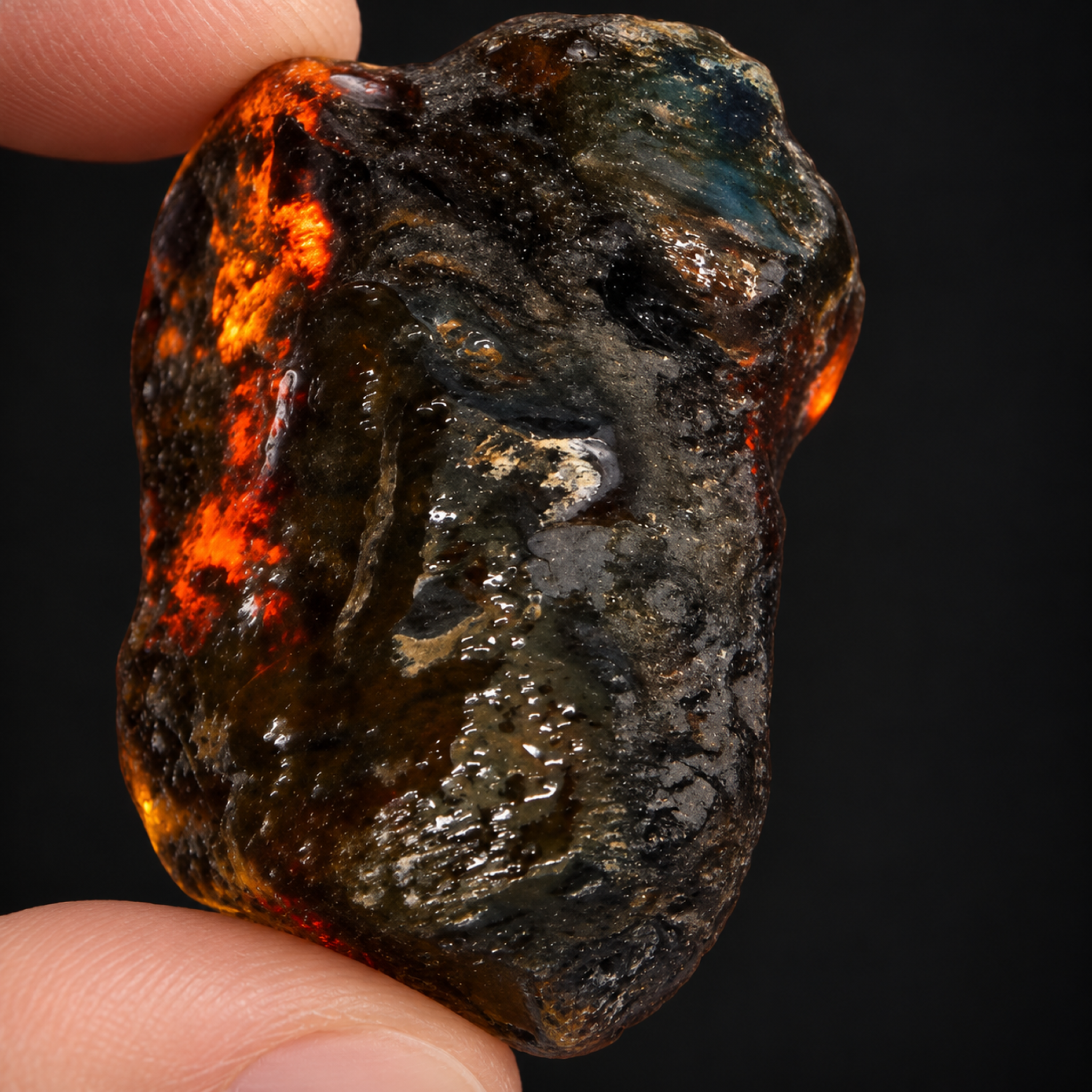 Earth mined green blue rough specimen Dominican amber 47.8g – photo 12