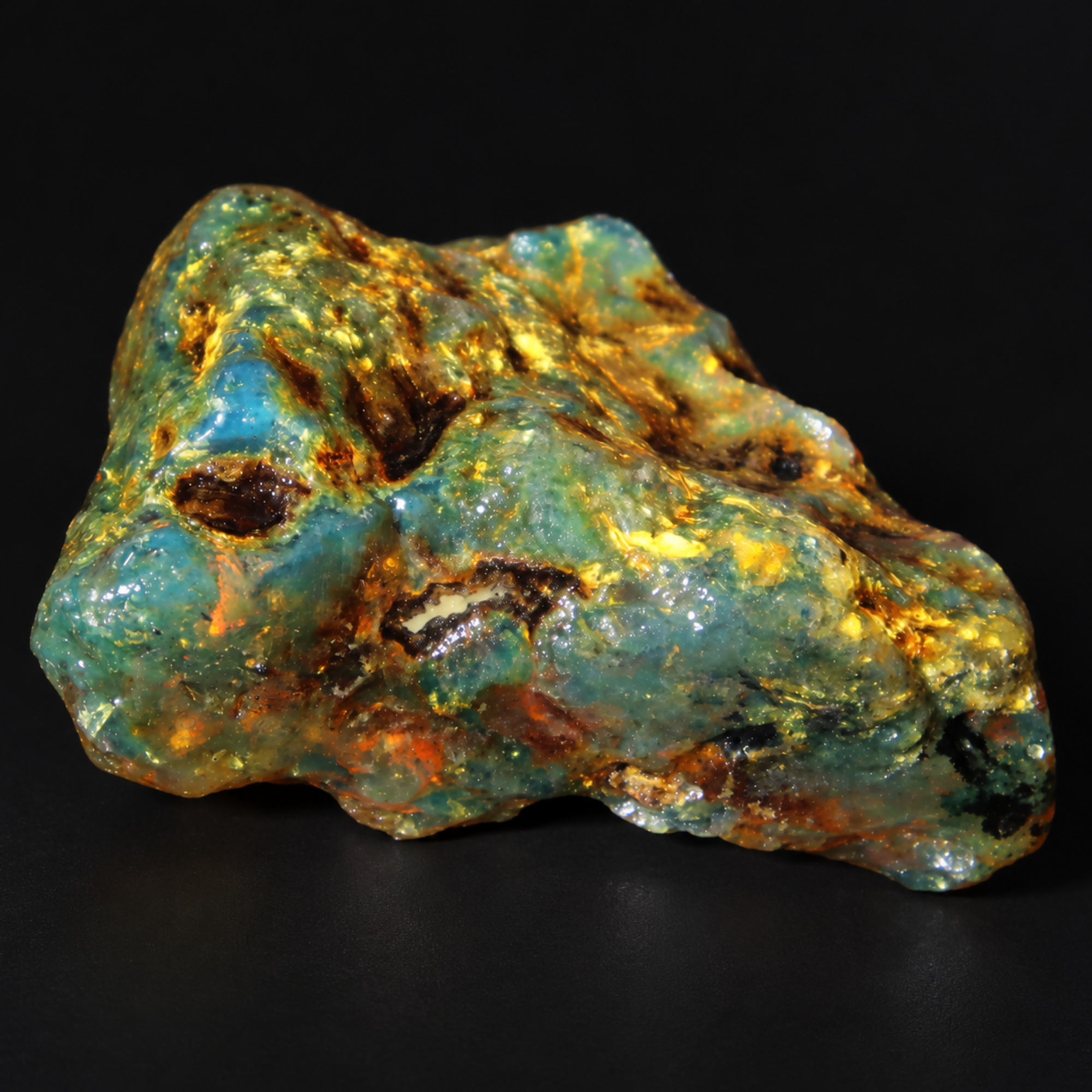 Earth mined green blue rough specimen Dominican amber 39.7g