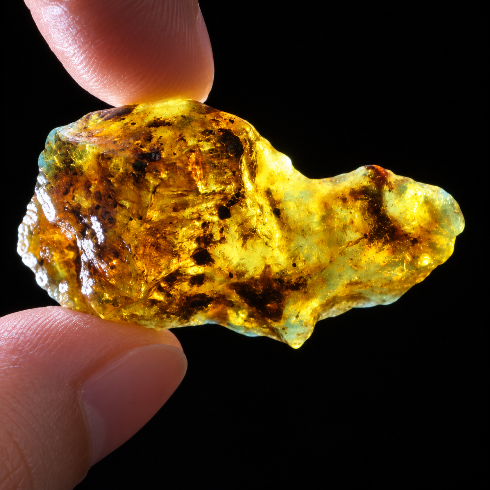 Untreated sky blue rough specimen Dominican amber 7.5g – photo 8