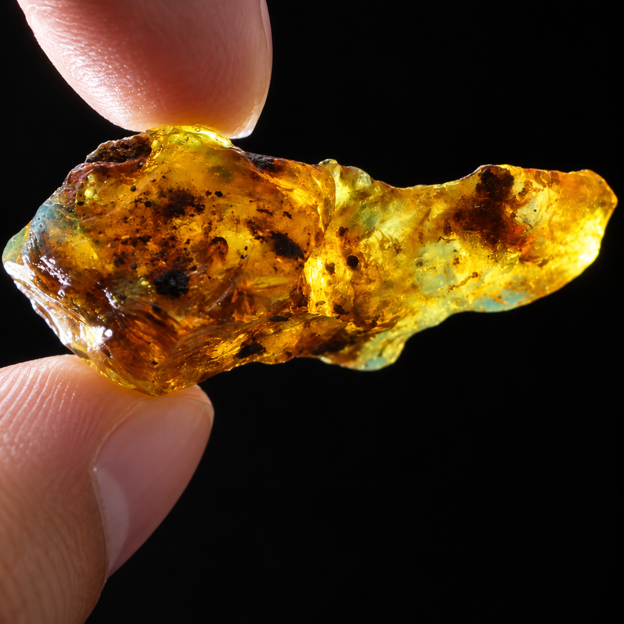 Untreated sky blue rough specimen Dominican amber 7.5g – photo 11