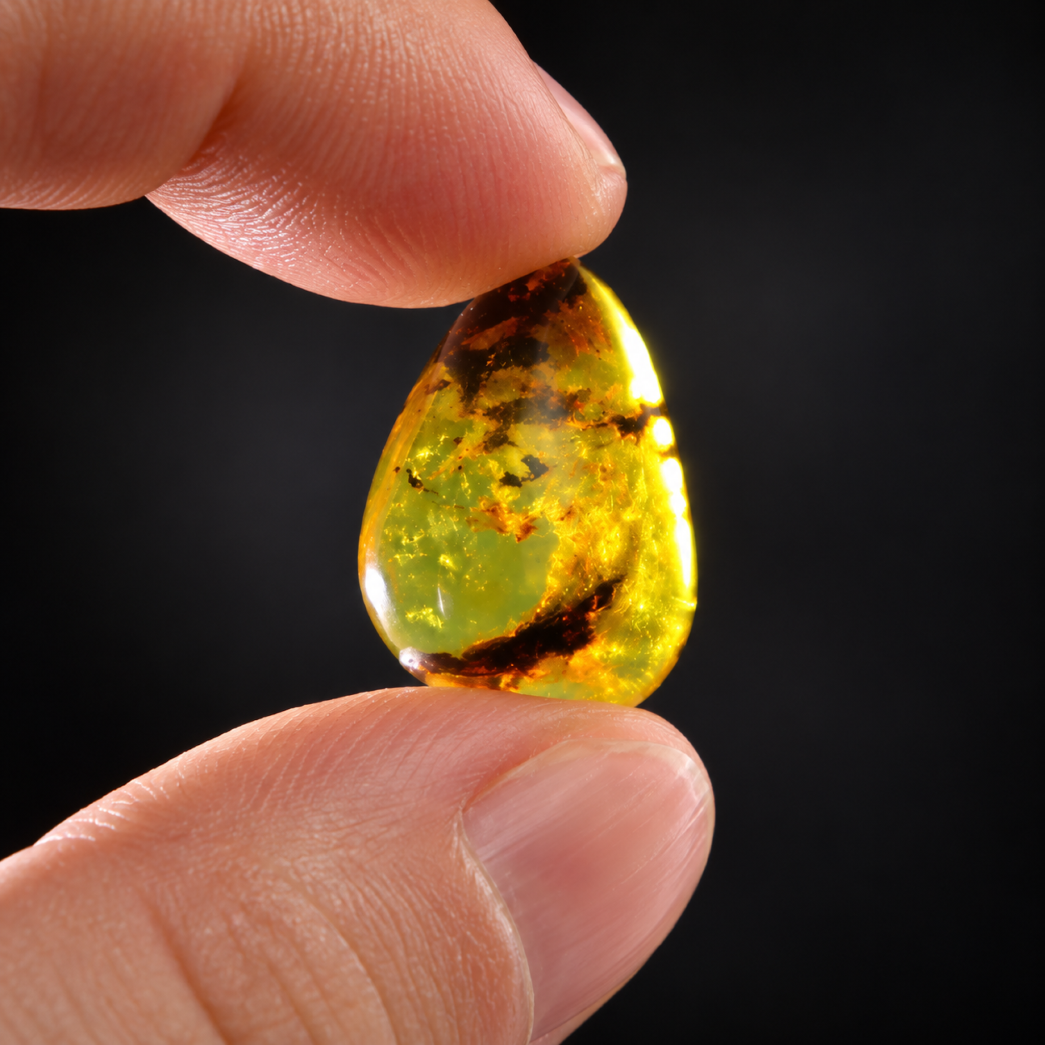 Untreated green blur polished Dominican amber 1.6g – photo 3
