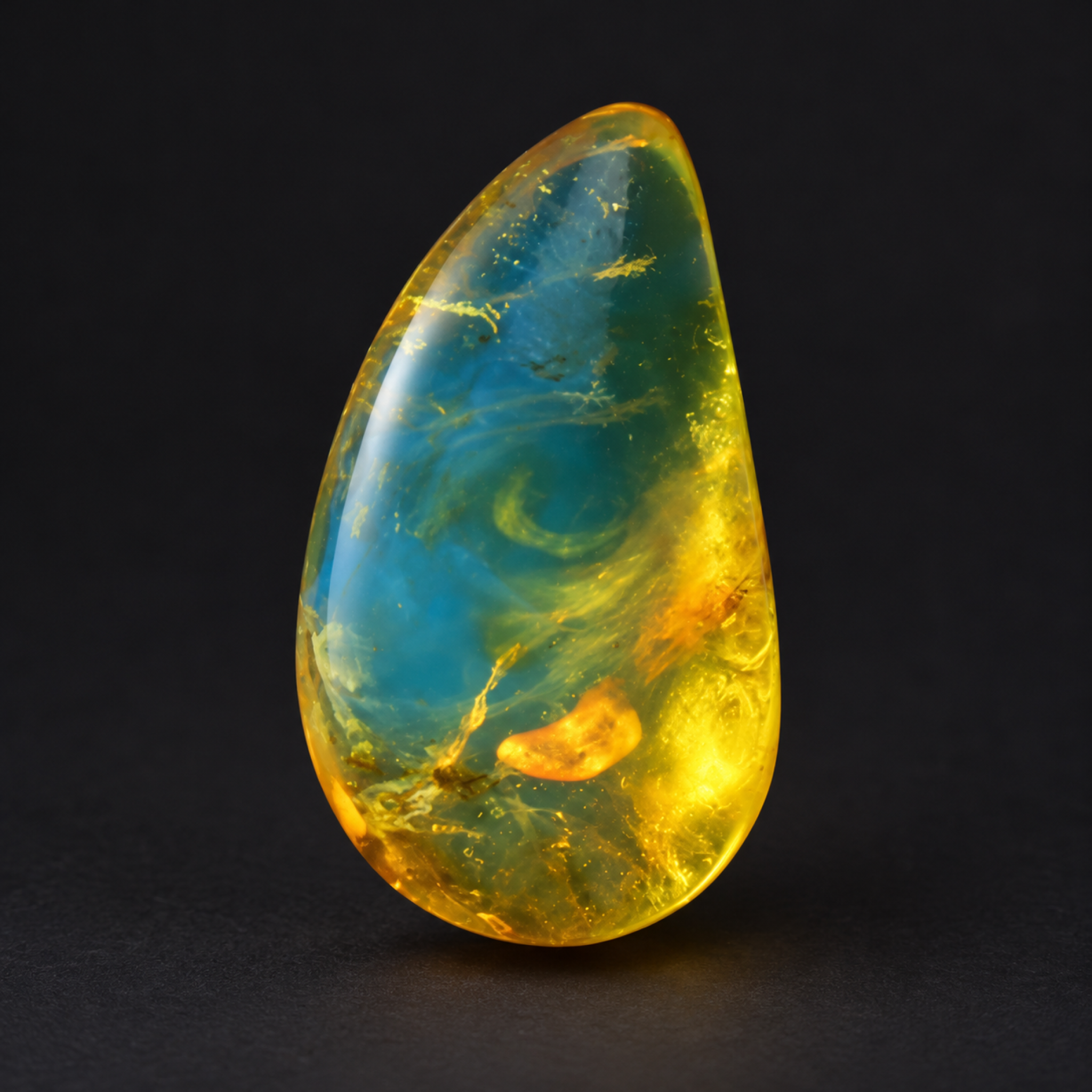 Untreated green orange polished Dominican amber 1.5g – photo 4