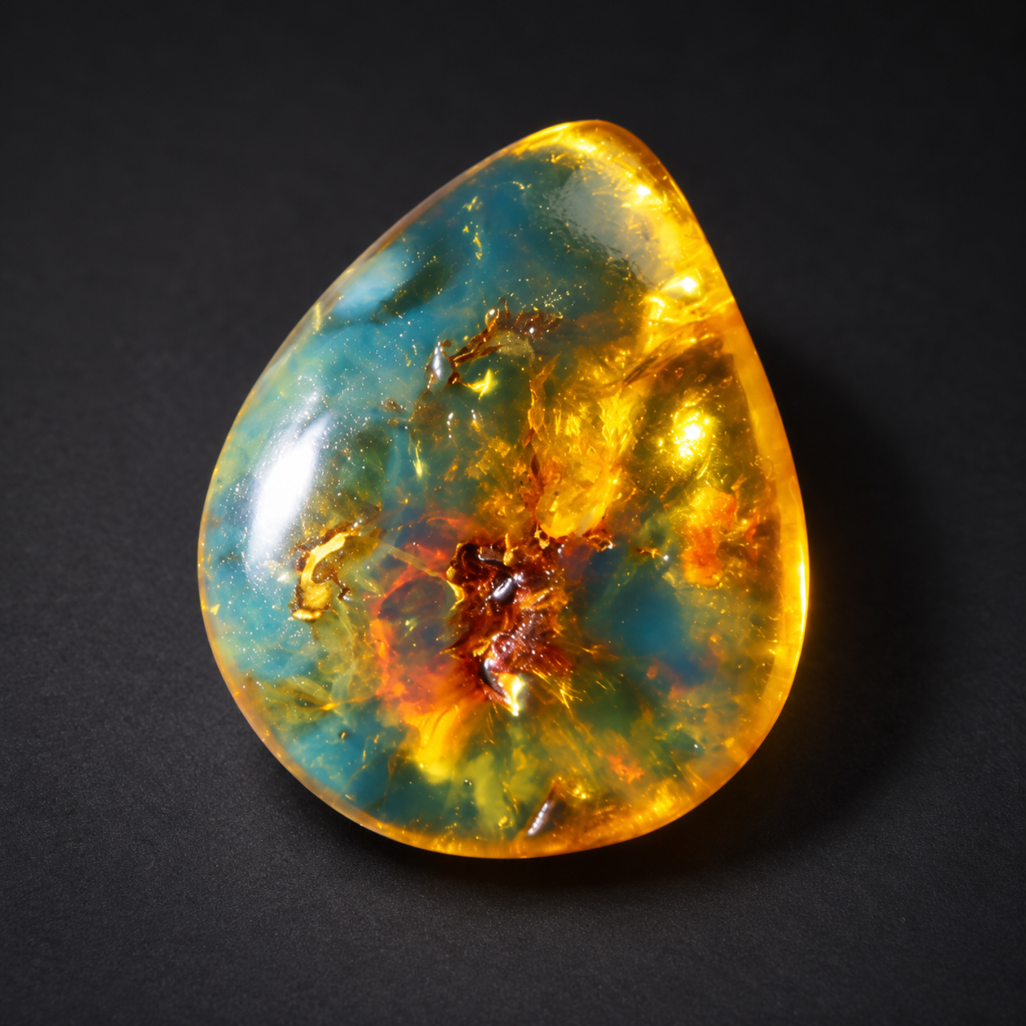 Natural orange blue polished Dominican amber 1.9g – photo 8