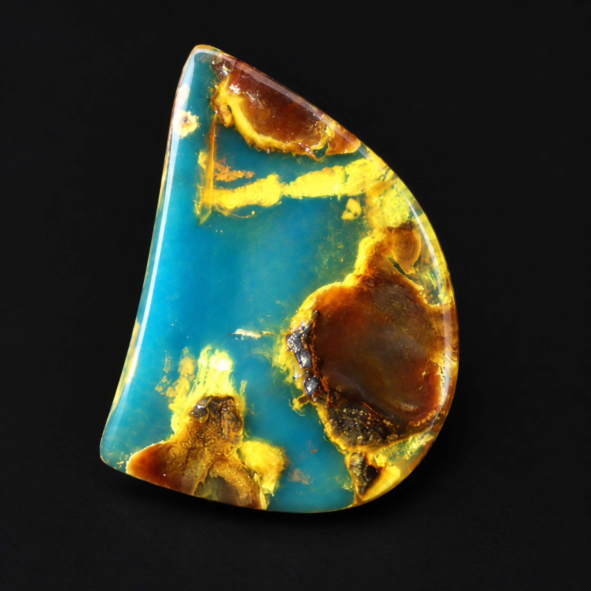 Handmade blue yellow polished Dominican amber 1.3g – photo 2