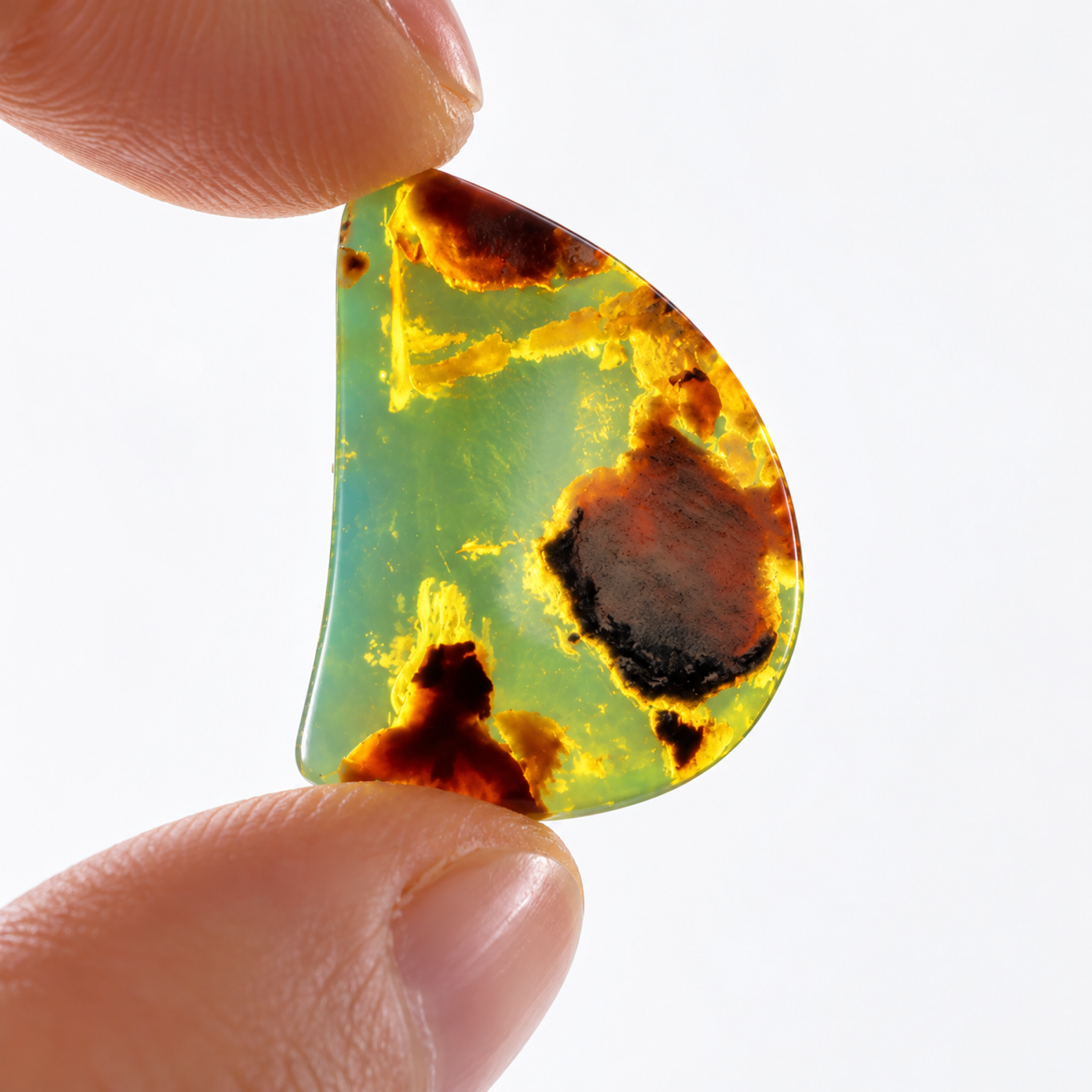 Handmade blue yellow polished Dominican amber 1.3g – photo 4