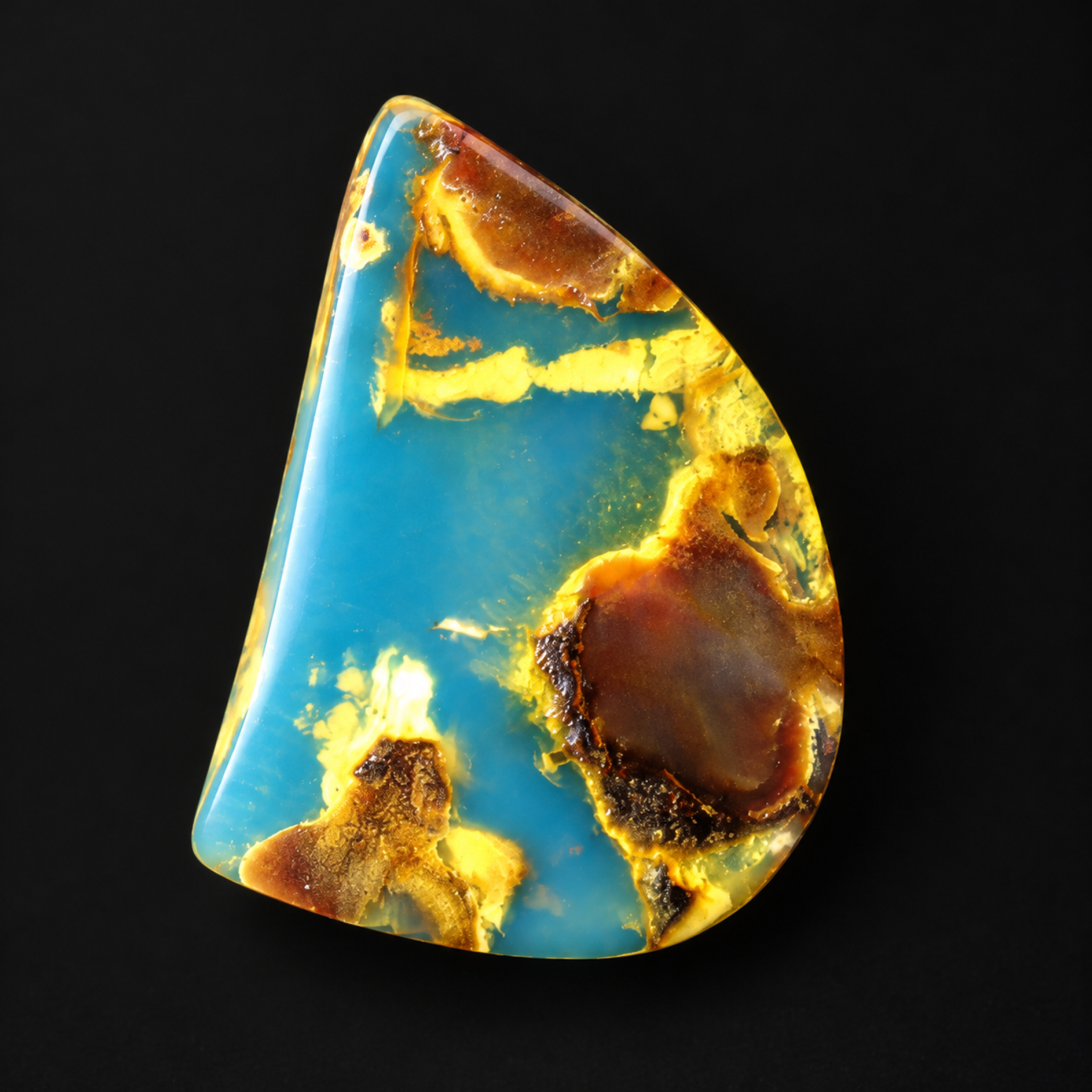 Handmade blue yellow polished Dominican amber 1.3g – photo 6