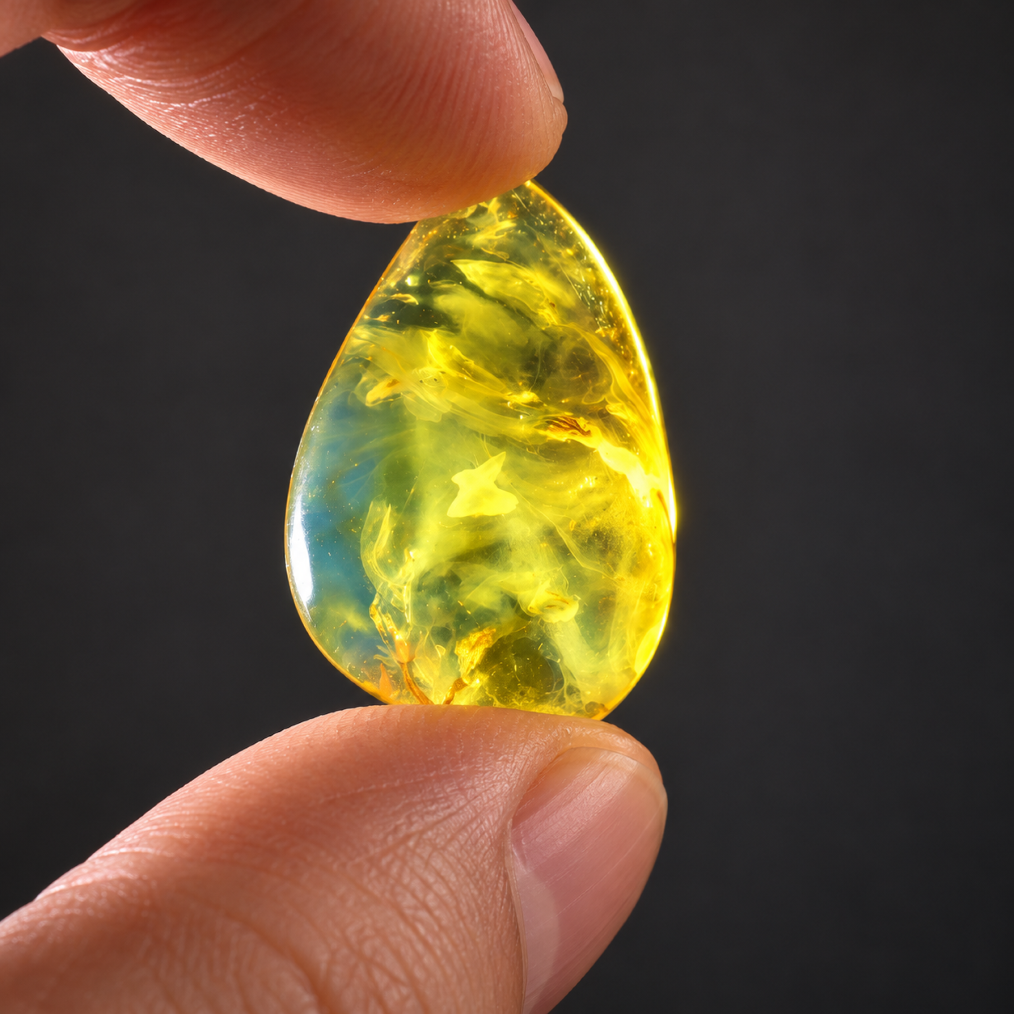 Pure natural blue yellow polished Dominican amber 1g – photo 10