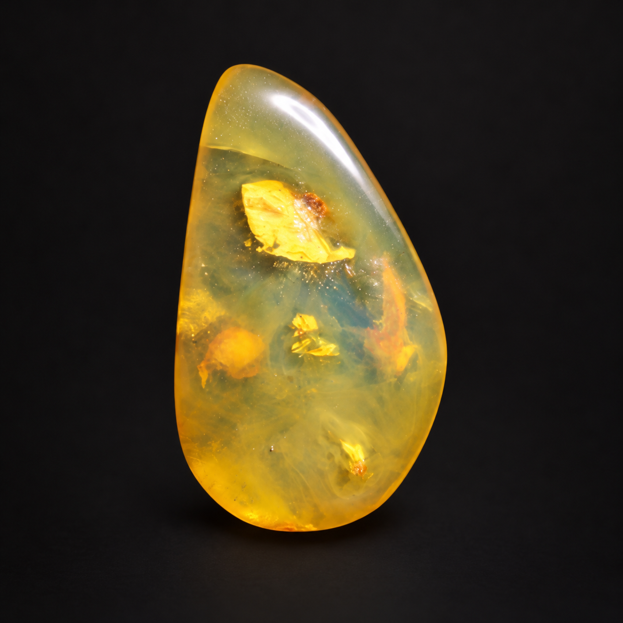 Natural green yellow polished Dominican amber – photo 7