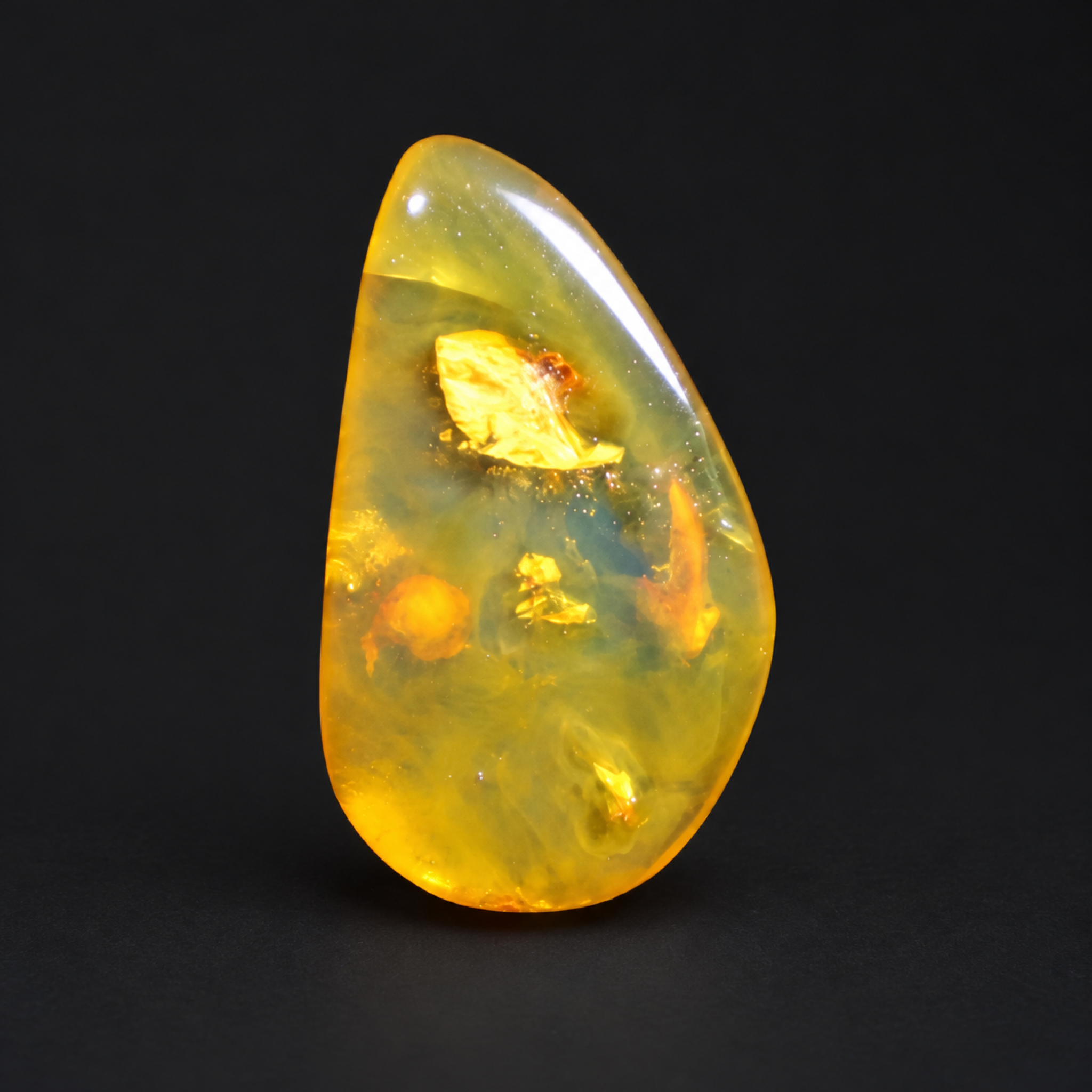 Natural green yellow polished Dominican amber – photo 8