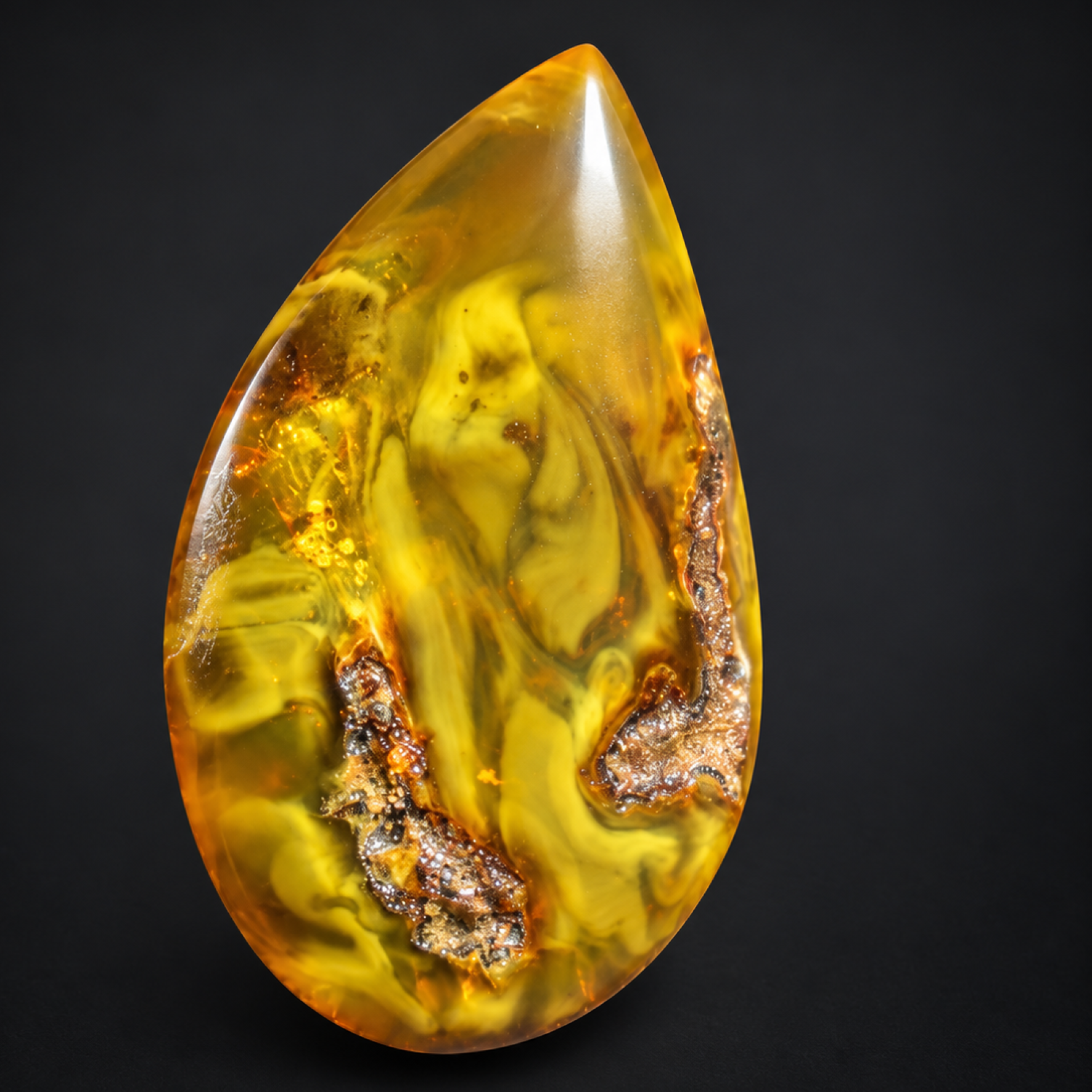 Natural orange yellow polished Dominican amber