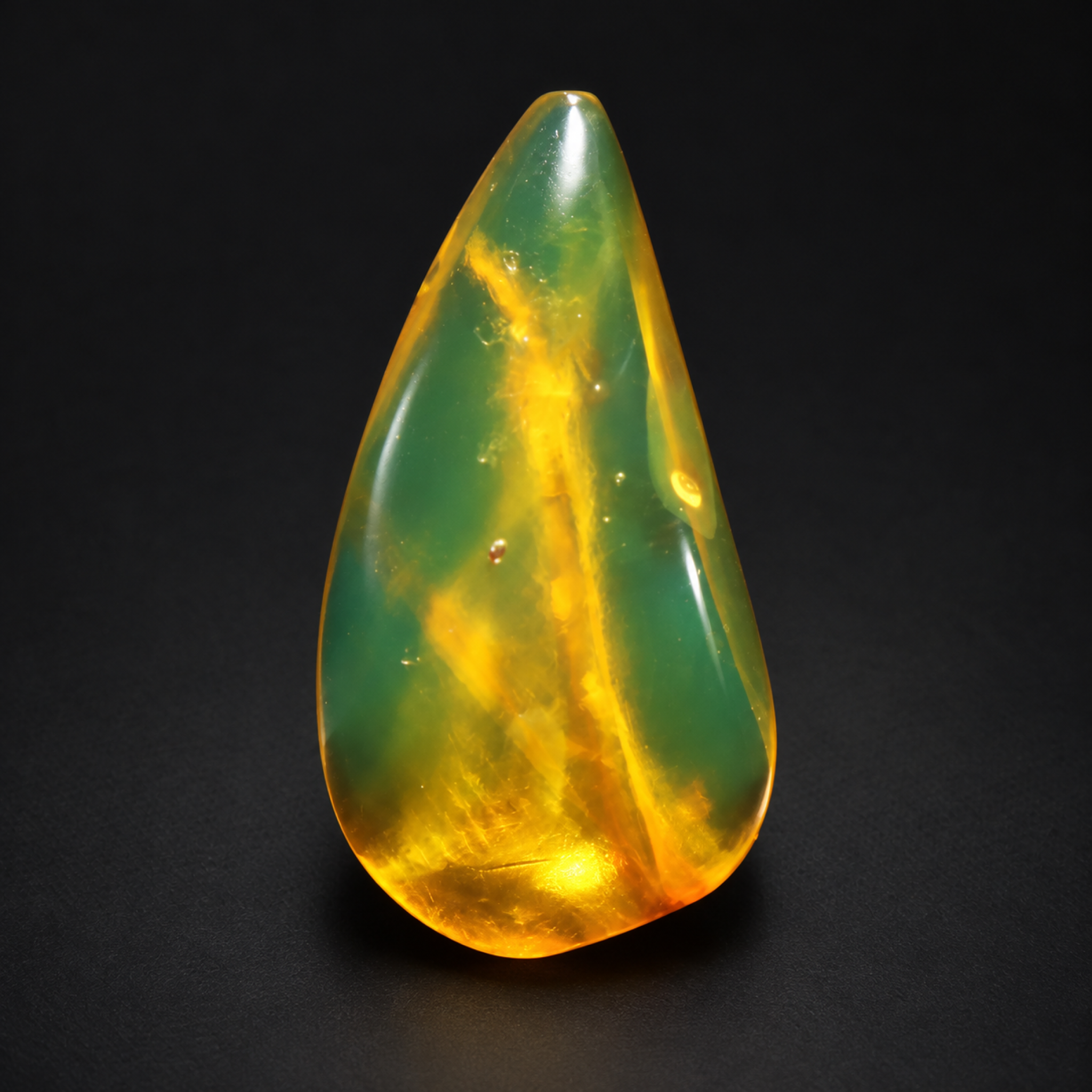 Natural orange green polished Dominican amber – photo 2