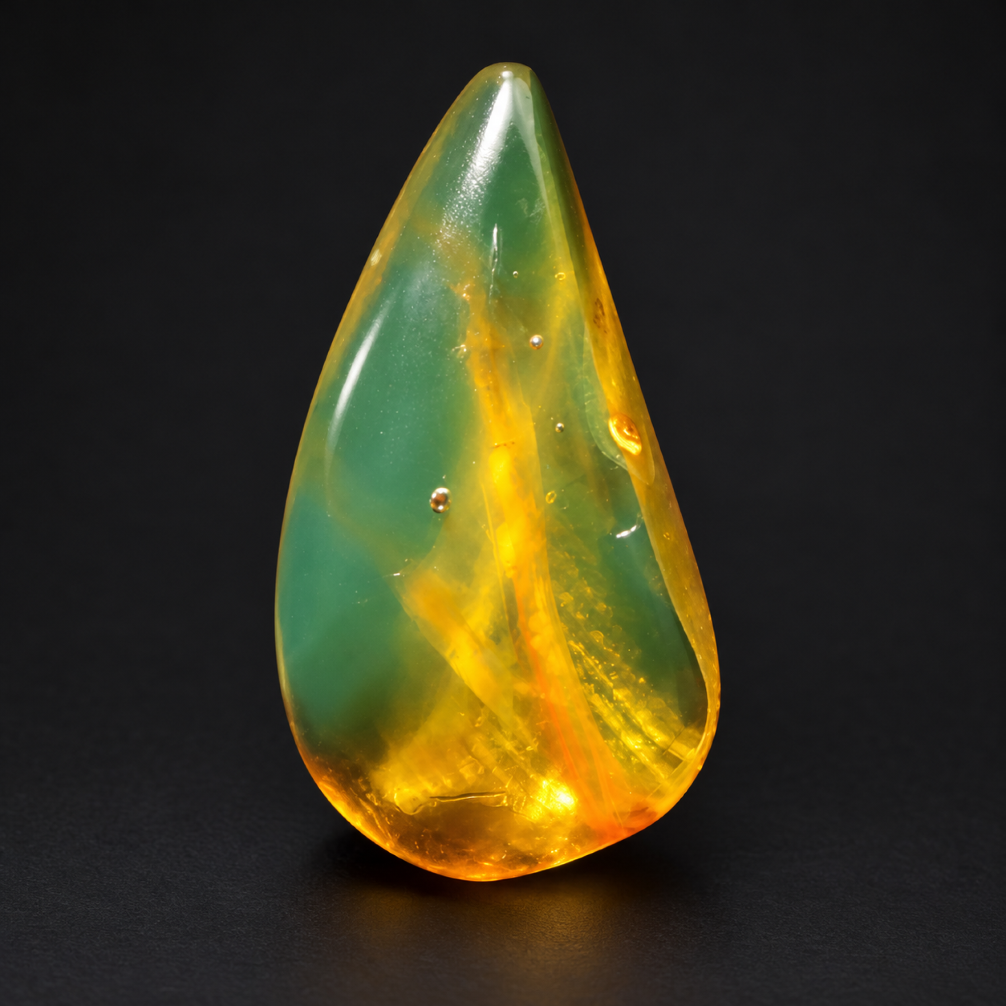Natural orange green polished Dominican amber – photo 7