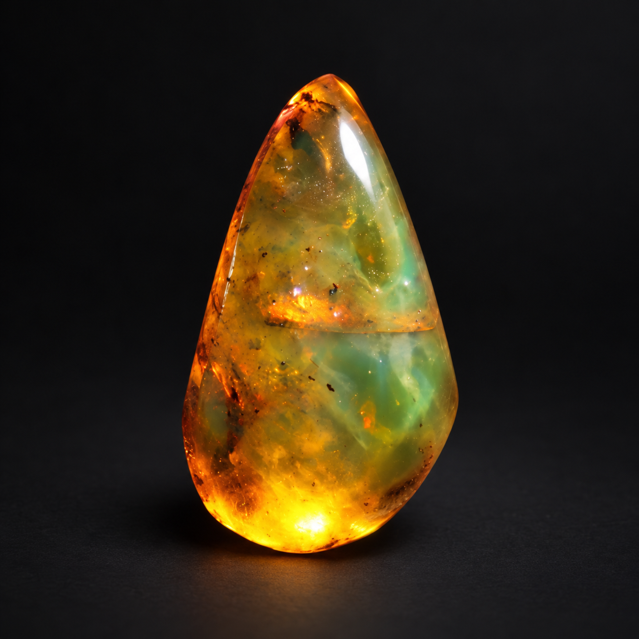 Natural orange green polished Dominican amber – photo 2