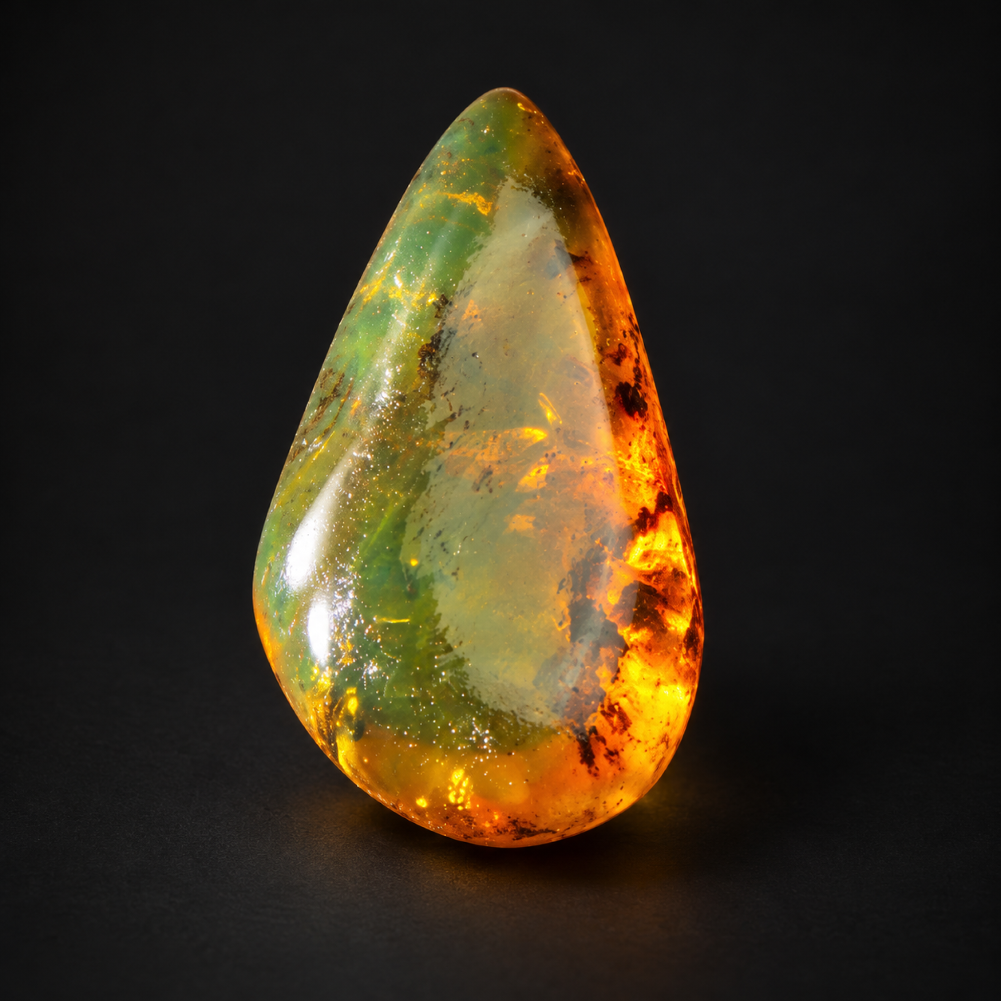 Natural orange green polished Dominican amber – photo 4