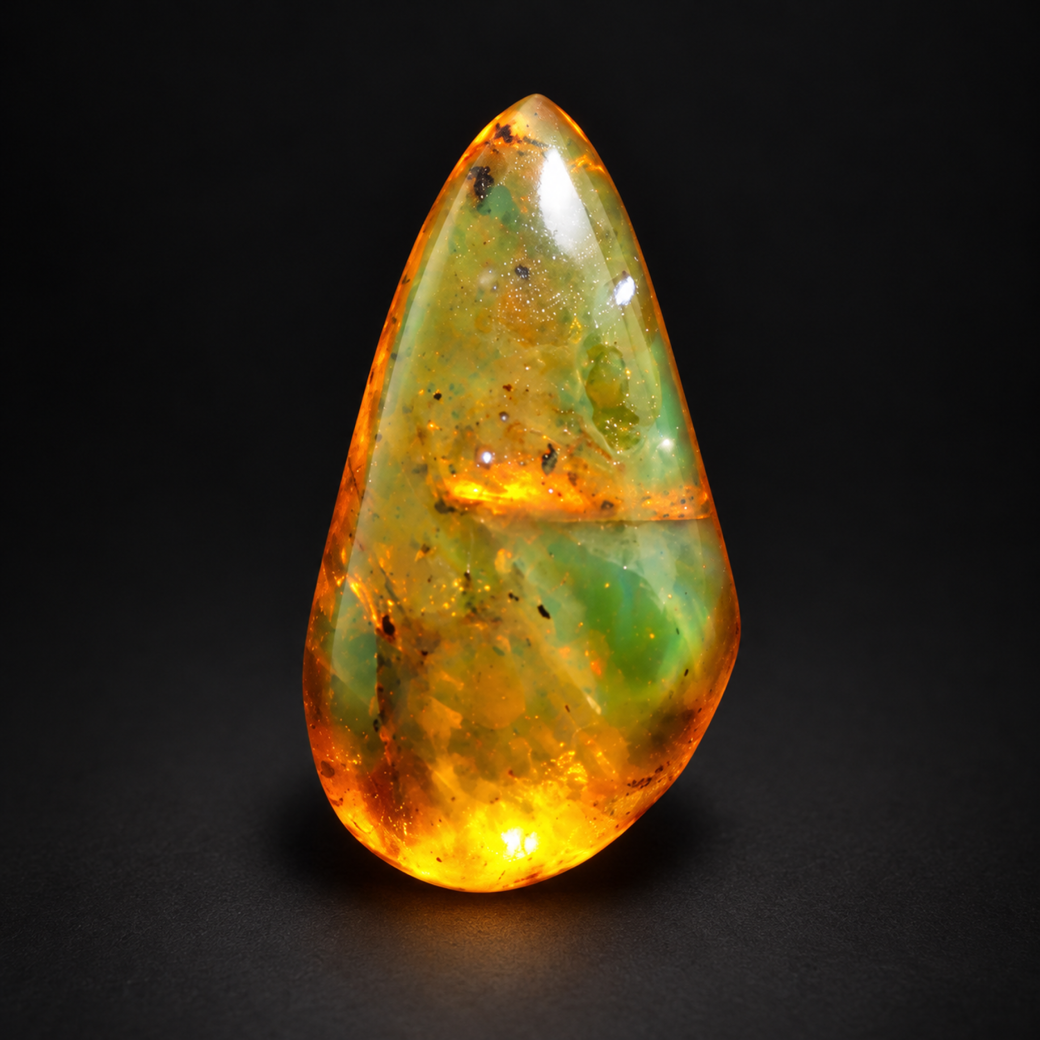 Natural orange green polished Dominican amber – photo 6