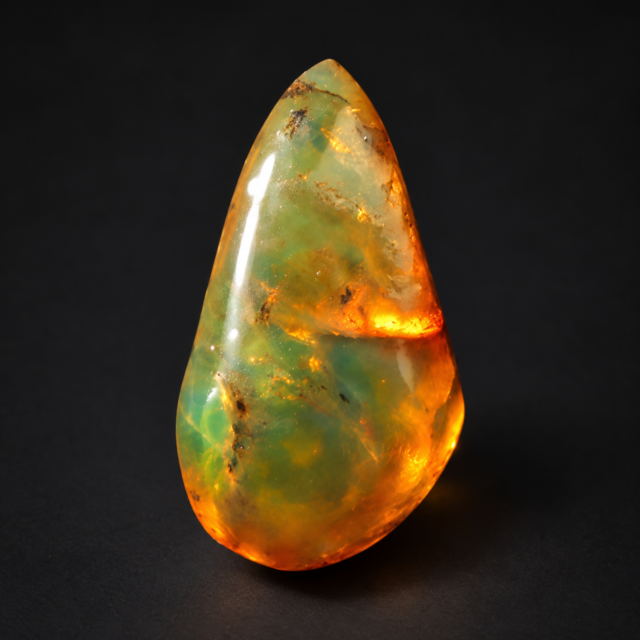 Natural orange green polished Dominican amber – photo 8