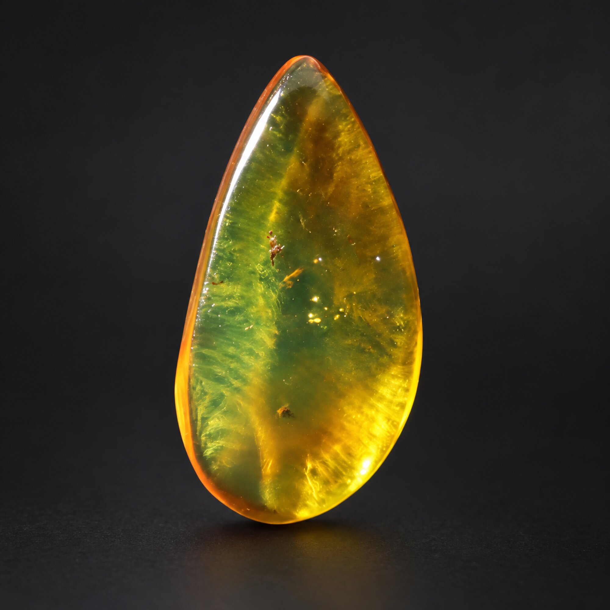 Natural orange green polished Dominican amber – photo 2