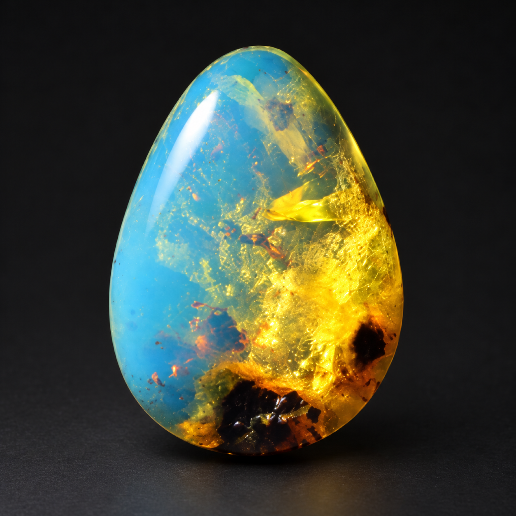 Natural orange blue polished Dominican amber – photo 4