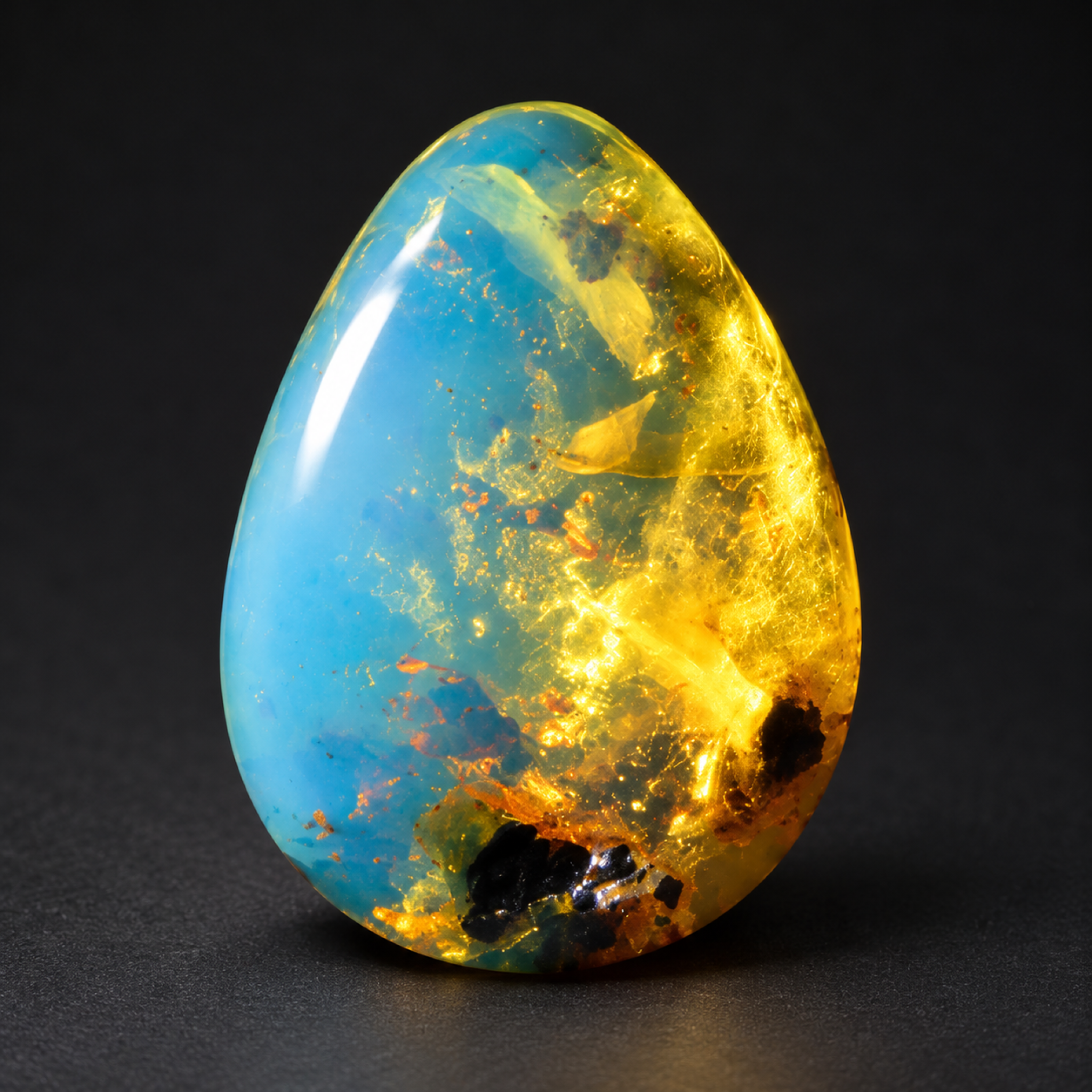 Natural orange blue polished Dominican amber – photo 8