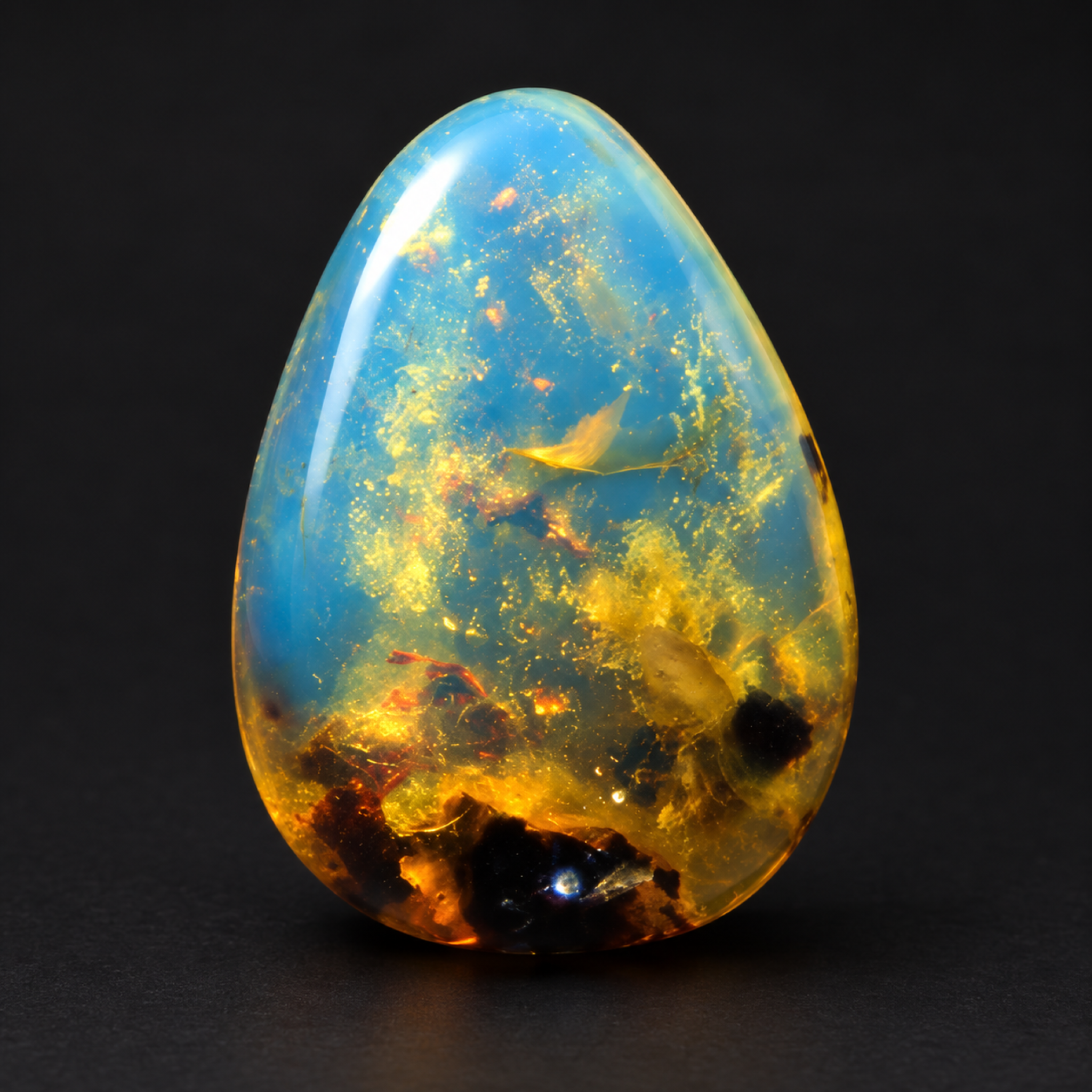 Natural orange blue polished Dominican amber – photo 10