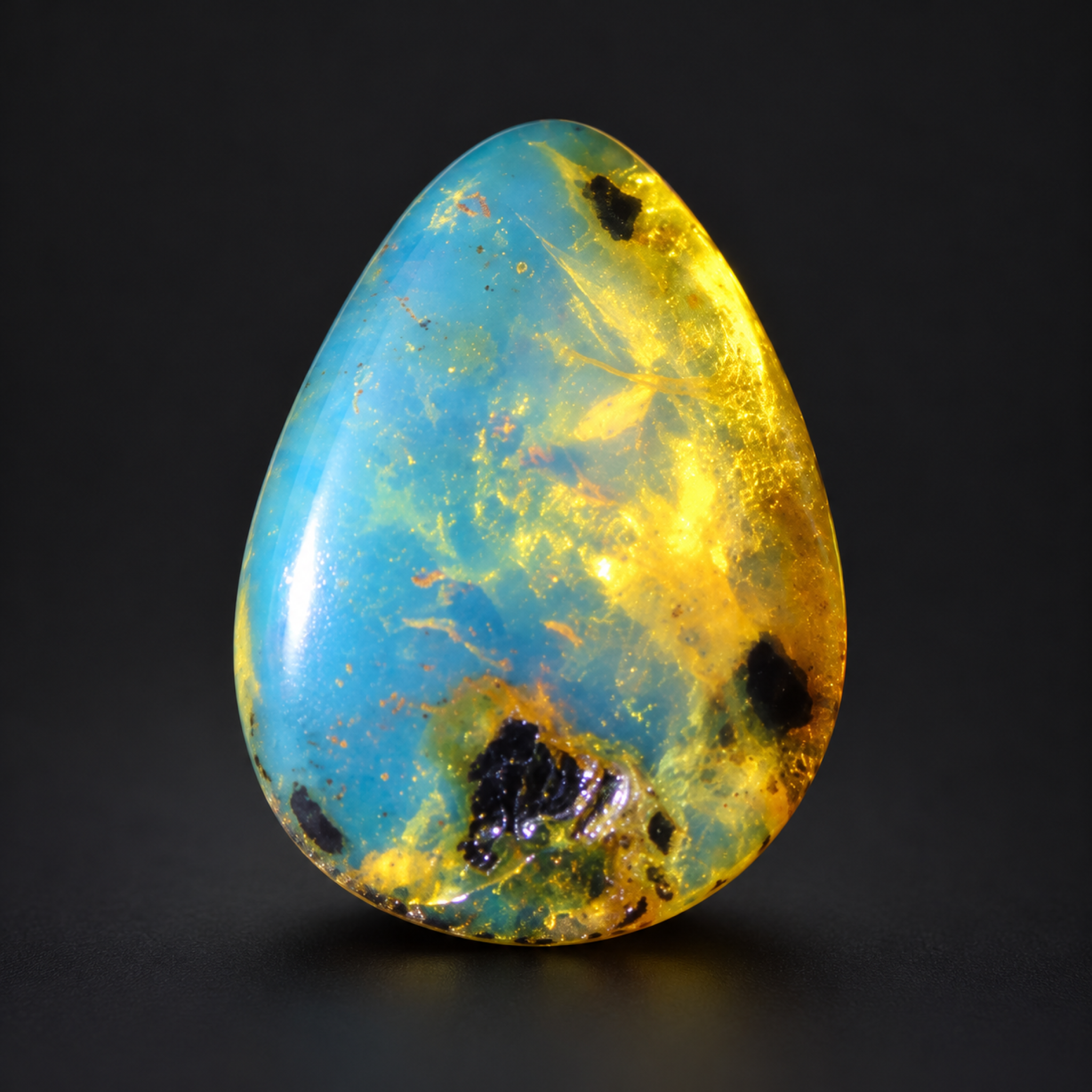 Natural orange blue polished Dominican amber – photo 11