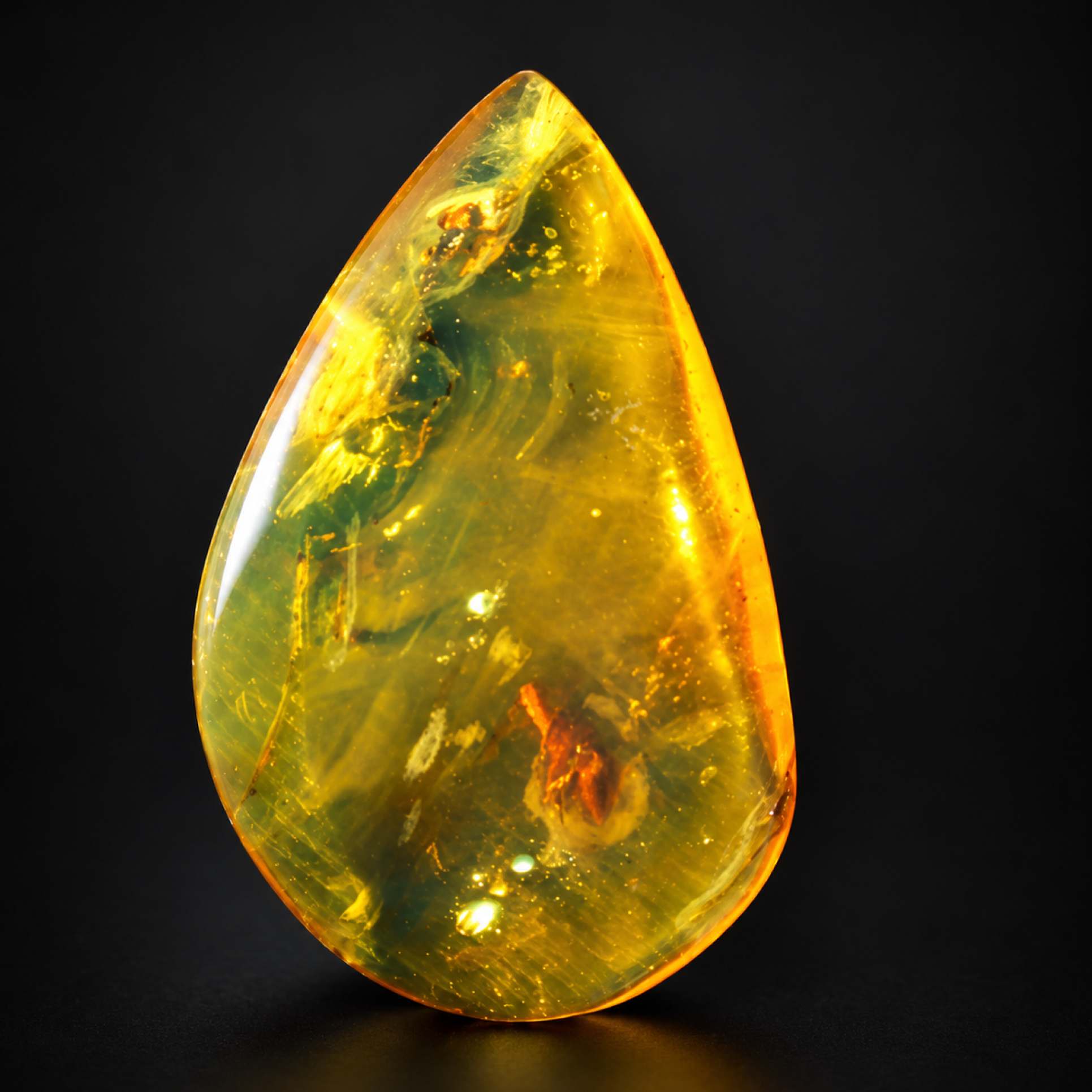 Natural orange yellow polished Dominican amber