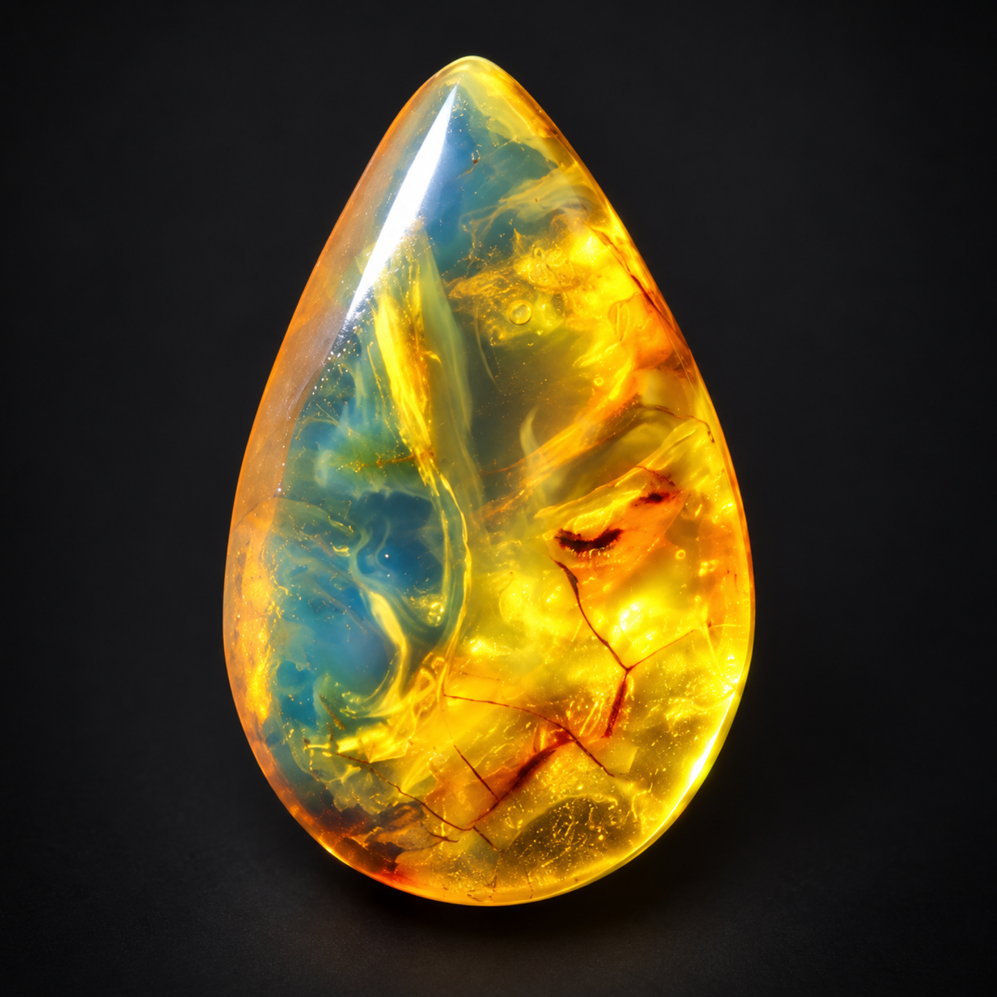 Natural orange blue polished Dominican amber