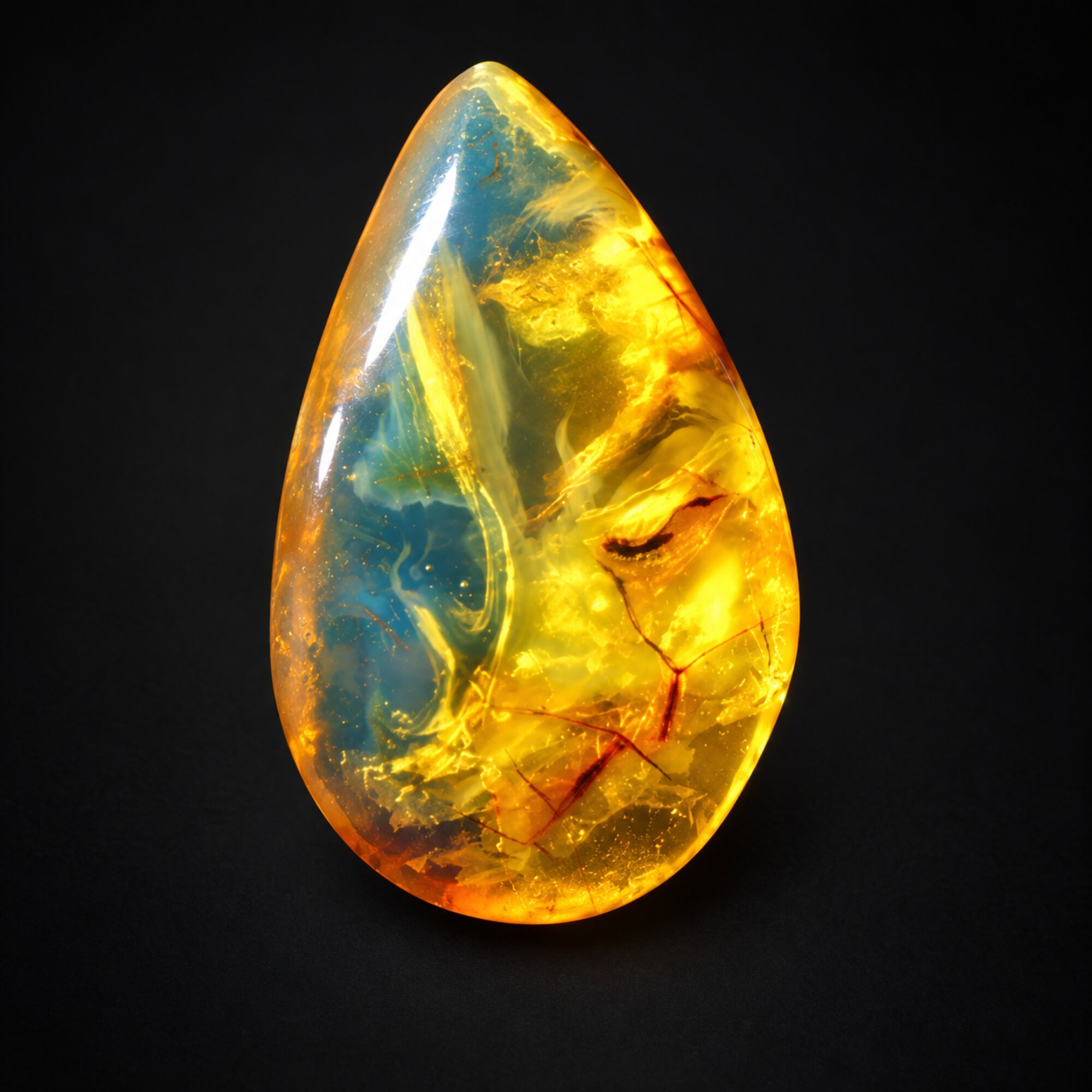 Natural orange blue polished Dominican amber – photo 3