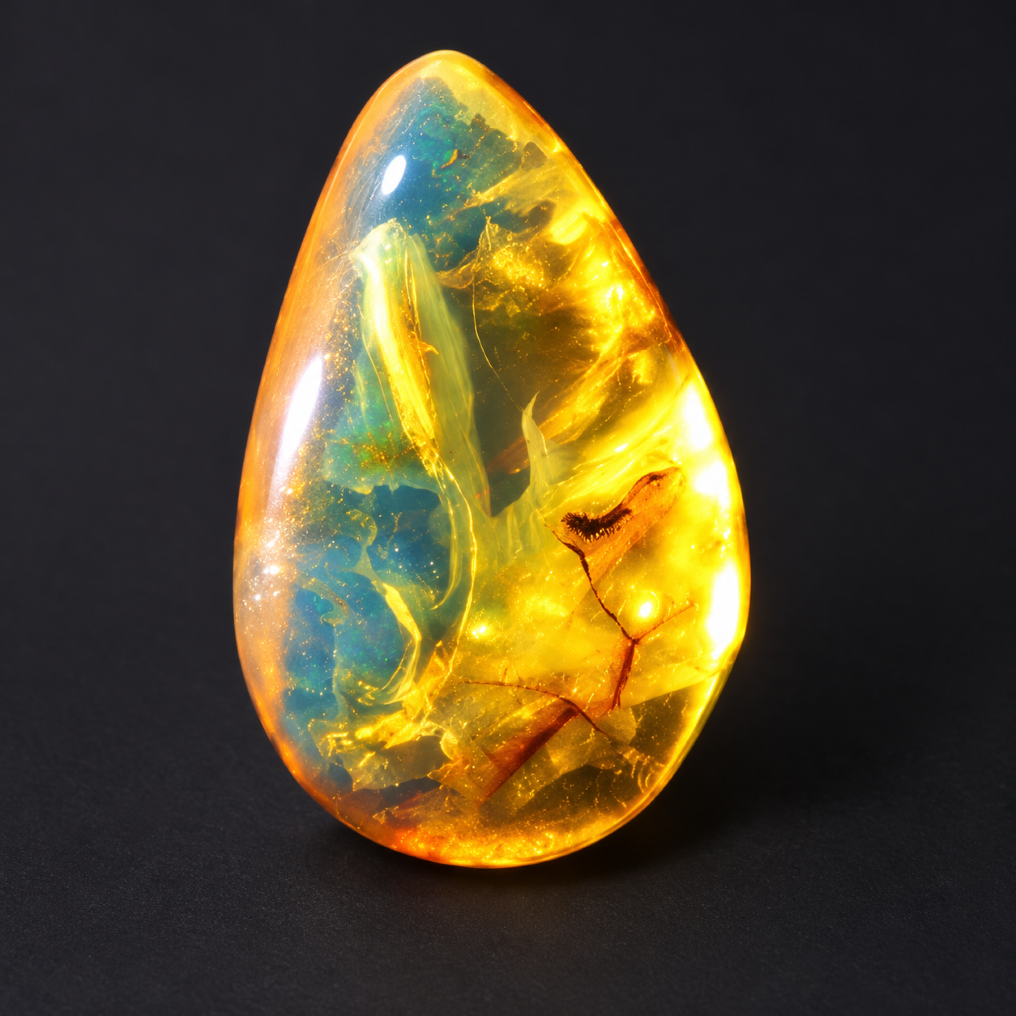 Natural orange blue polished Dominican amber – photo 7