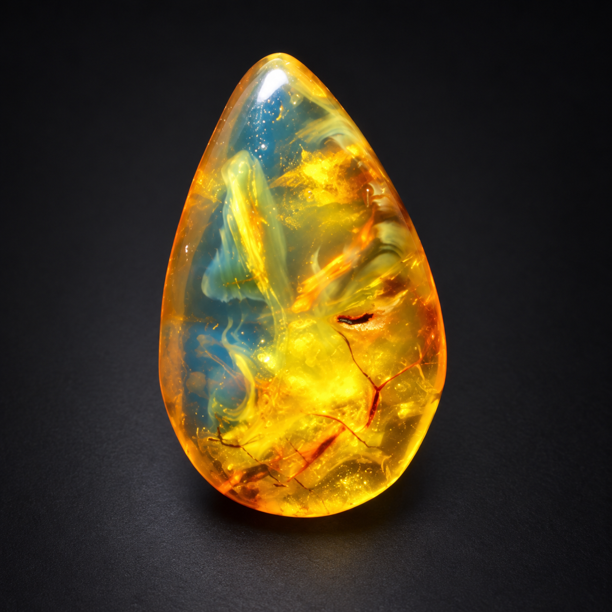 Natural orange blue polished Dominican amber – photo 8