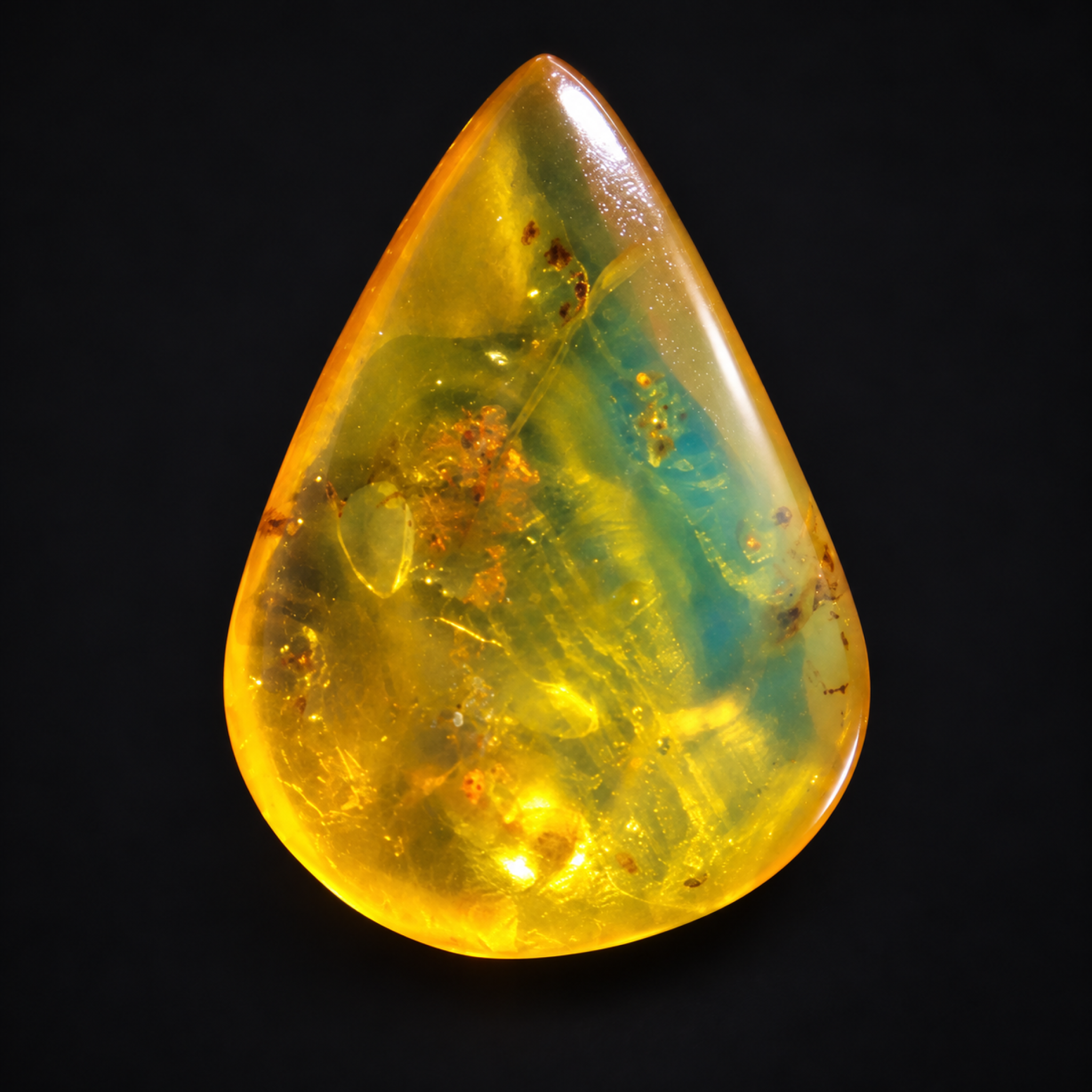 Natural yellow green polished Dominican amber – photo 2