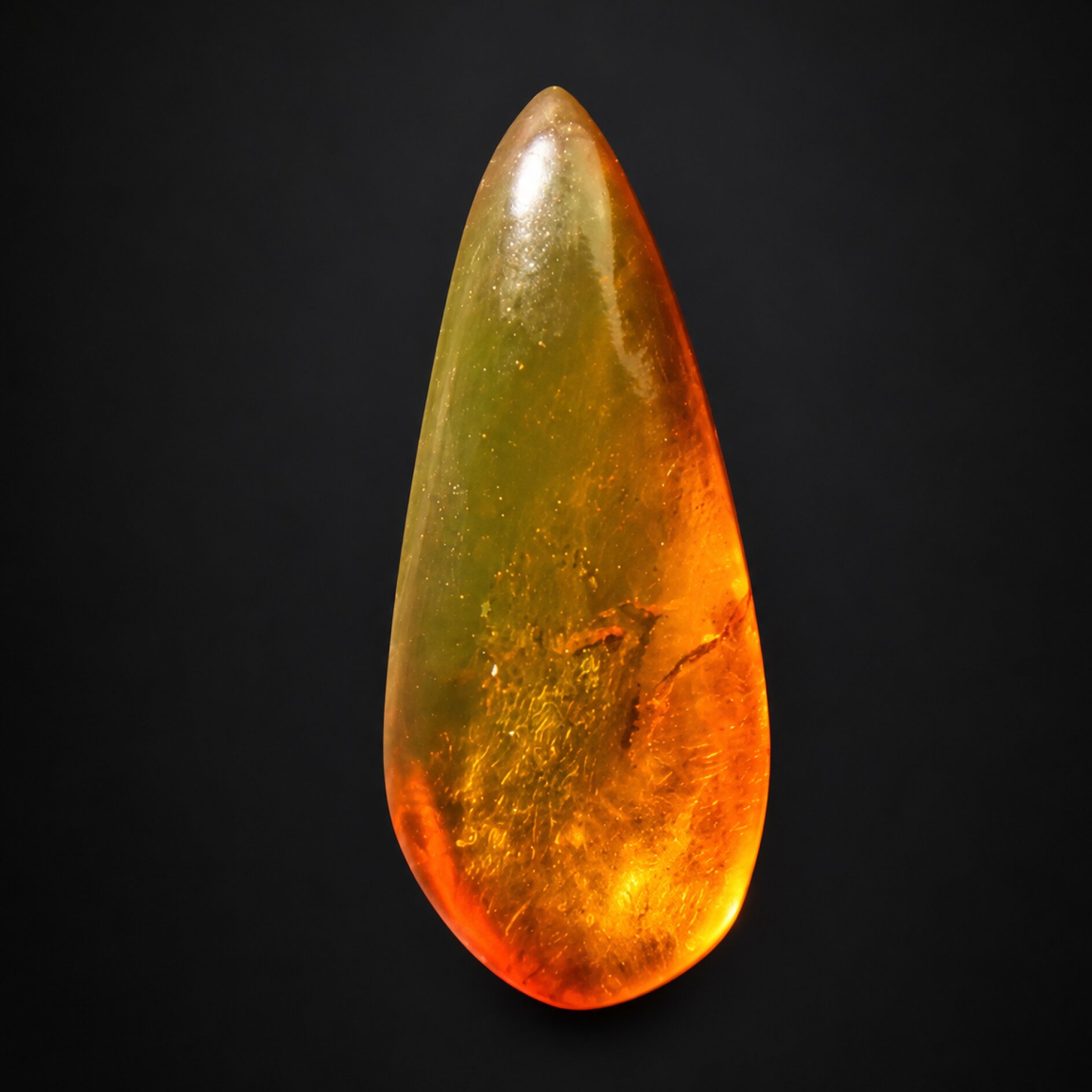Natural orange green polished Dominican amber