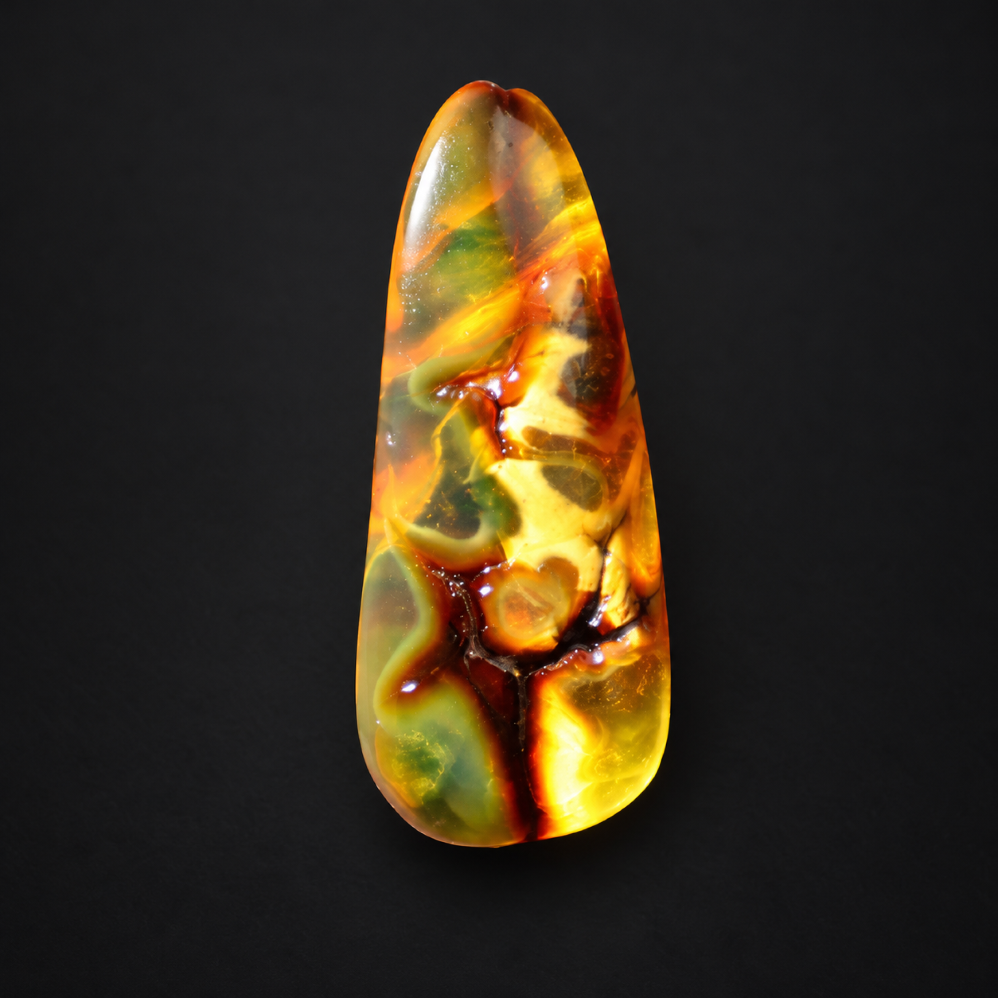Natural yellow green polished Dominican amber – photo 2