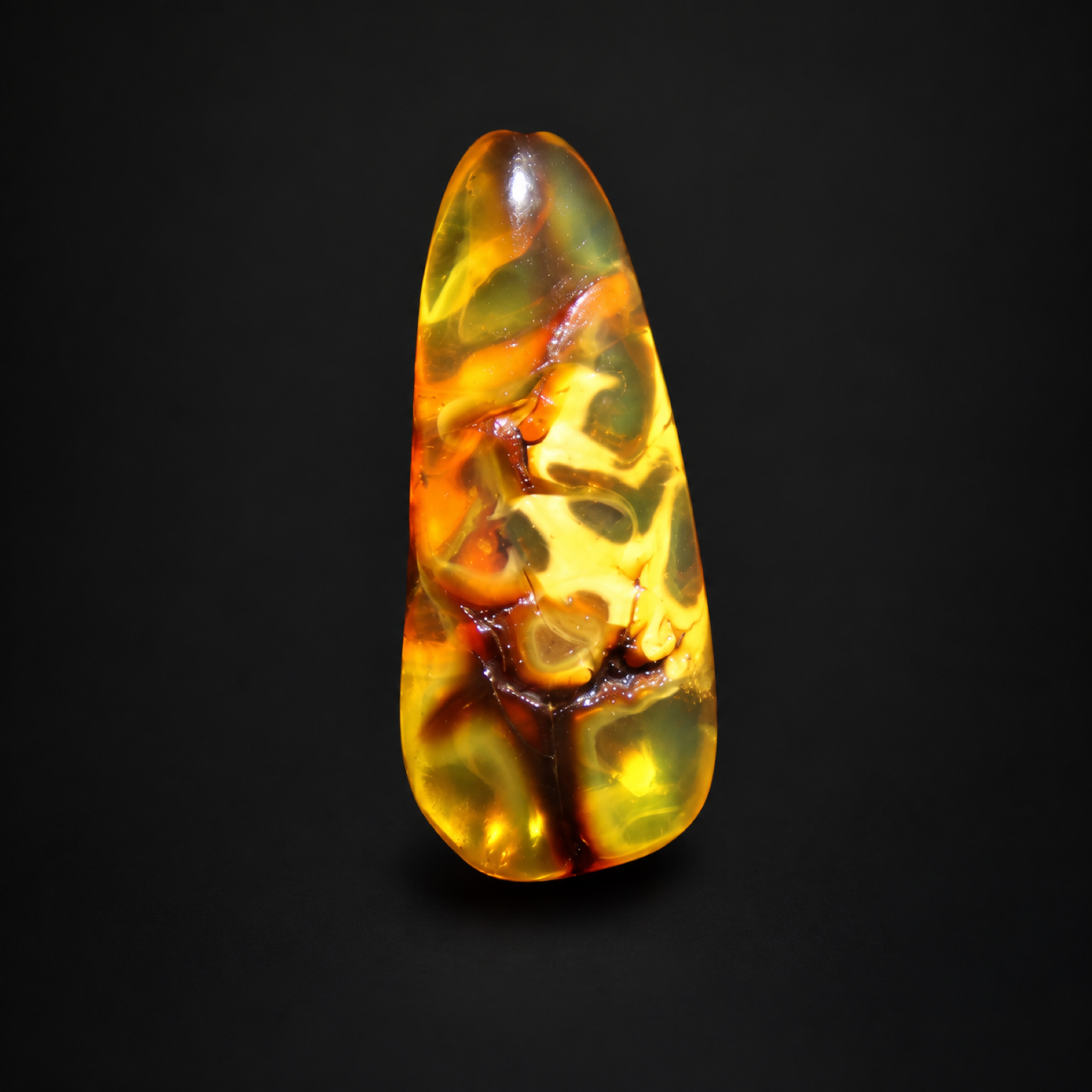 Natural yellow green polished Dominican amber – photo 9