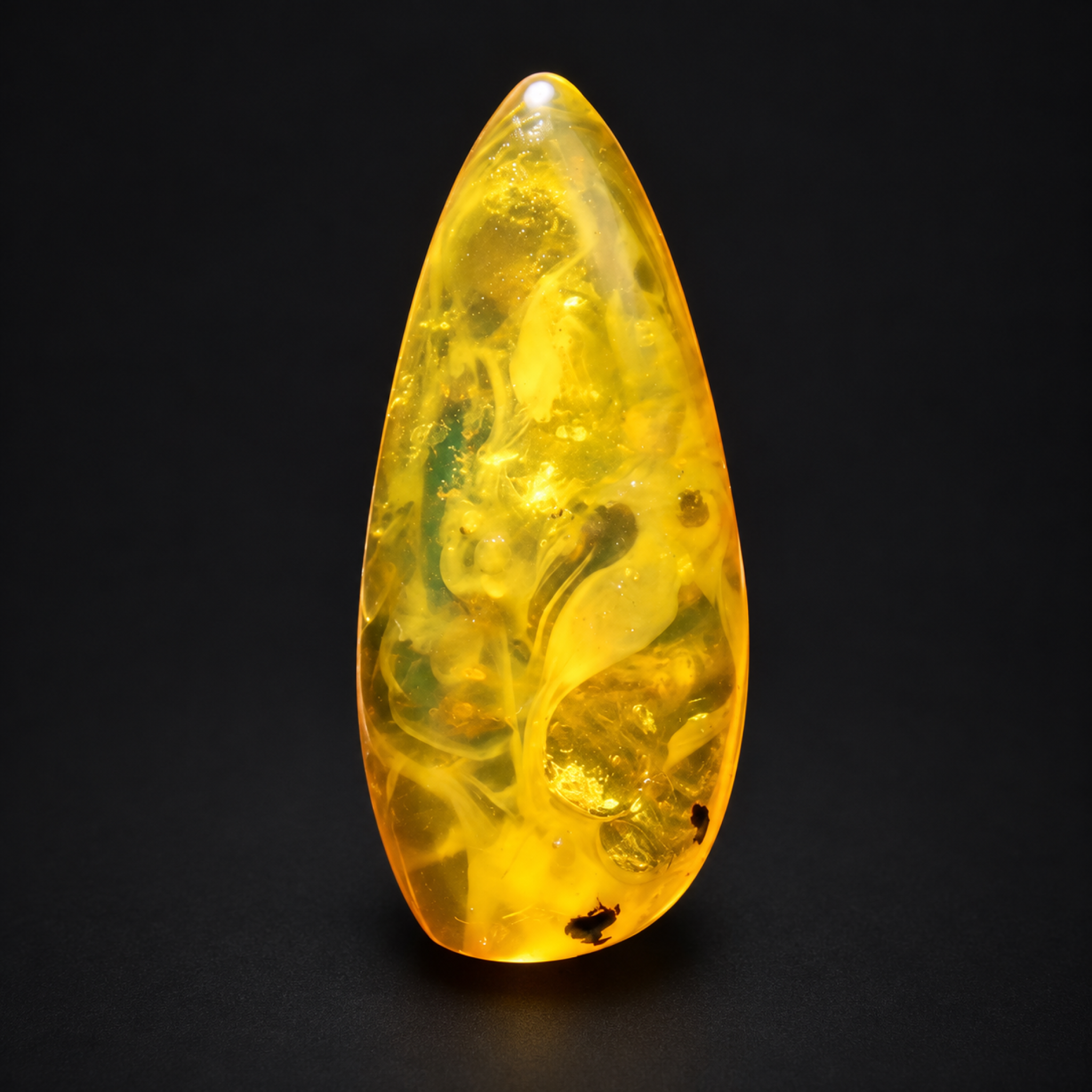 Natural yellow green polished Dominican amber – photo 2