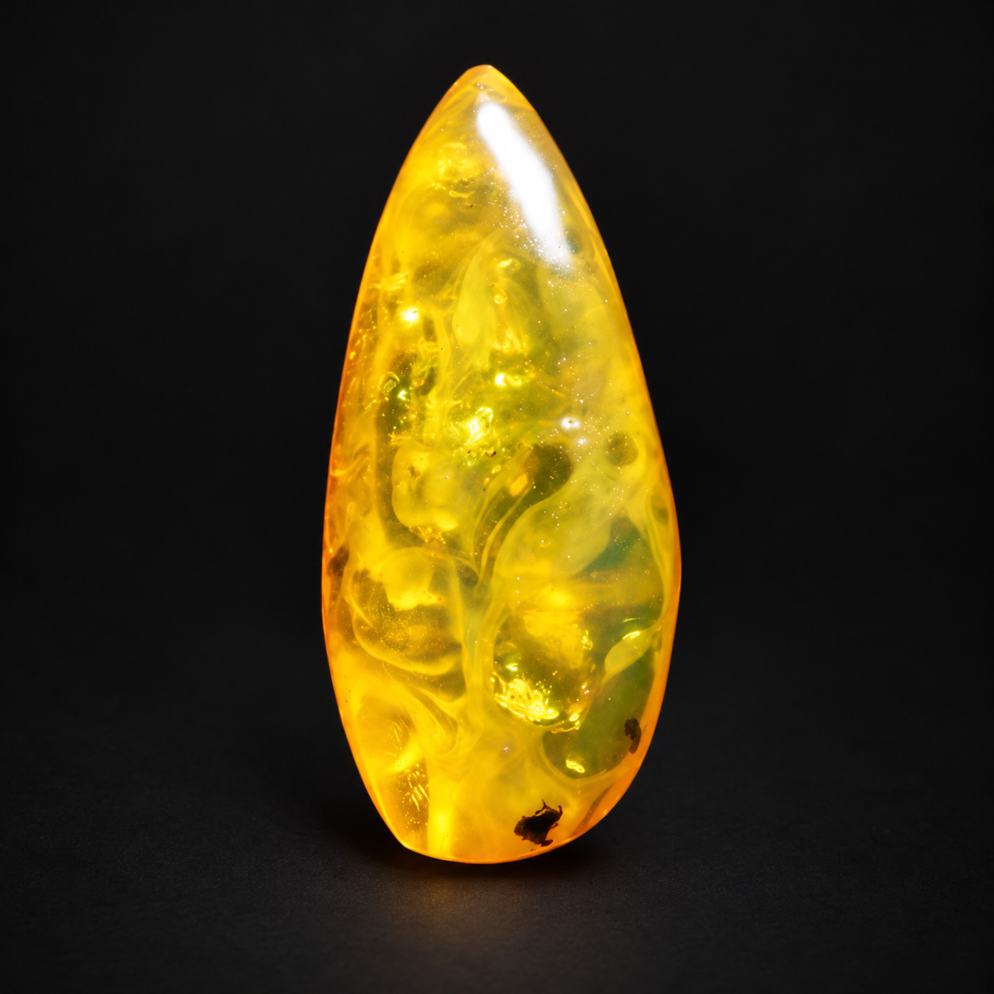 Natural yellow green polished Dominican amber – photo 3