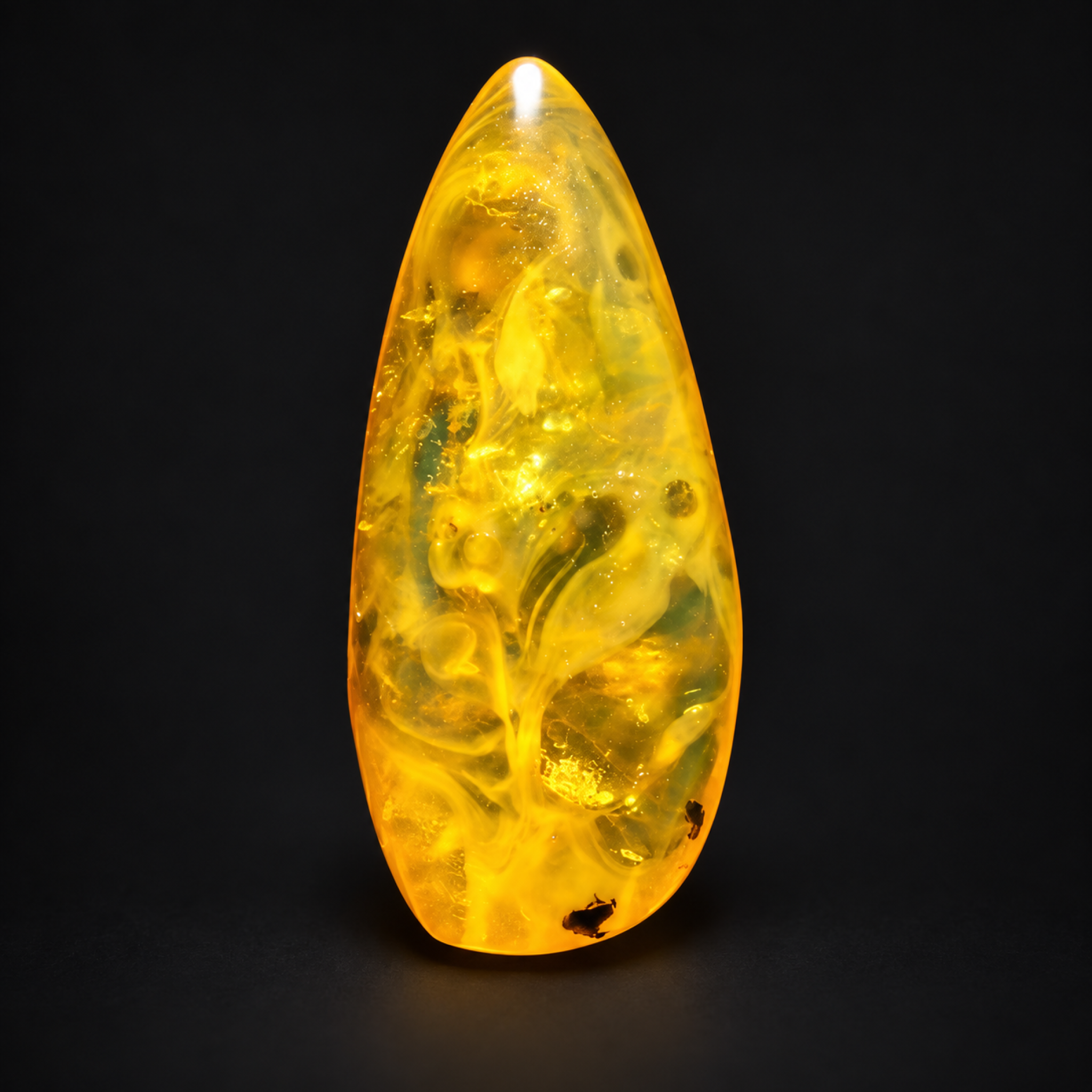 Natural yellow green polished Dominican amber – photo 8