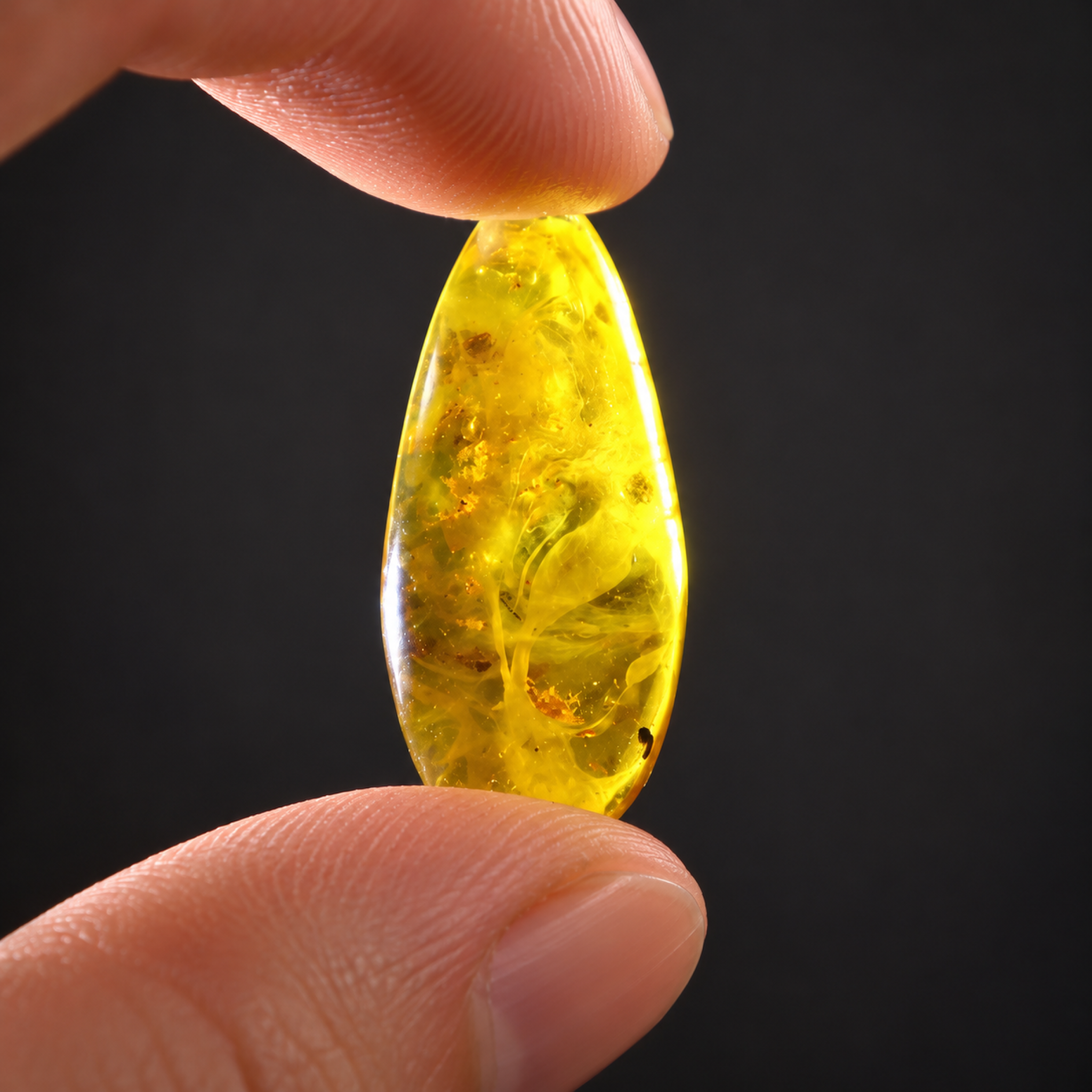 Natural yellow green polished Dominican amber – photo 9