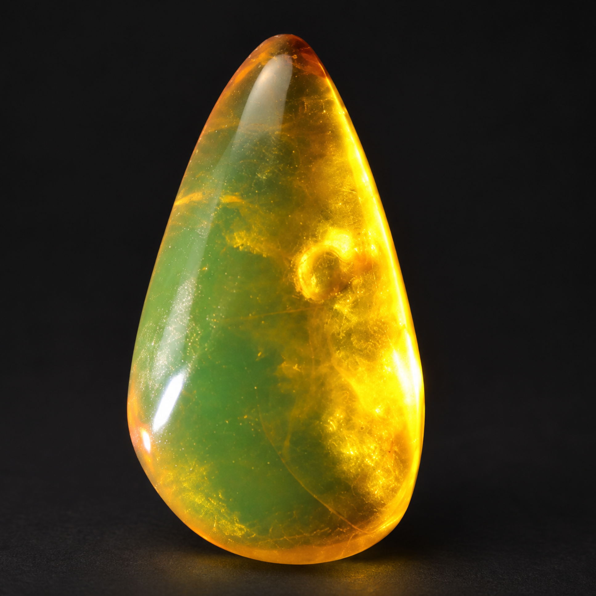 Genuine yellow green polished Dominican amber