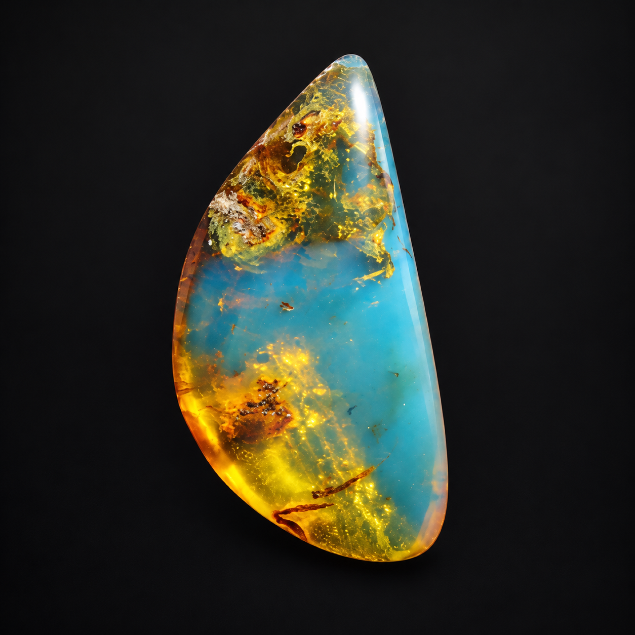 Pure natural deep blue polished Dominican amber – photo 2