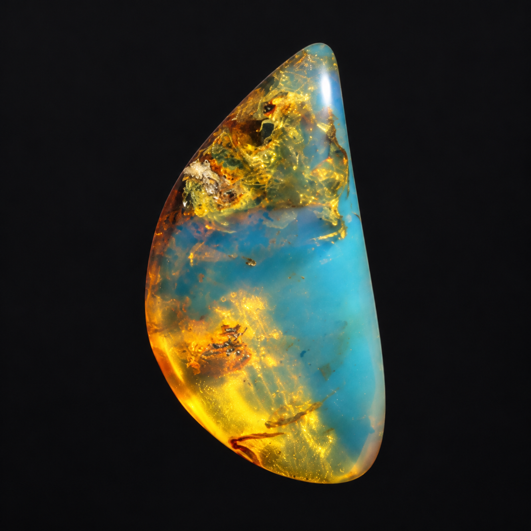 Pure natural deep blue polished Dominican amber – photo 3