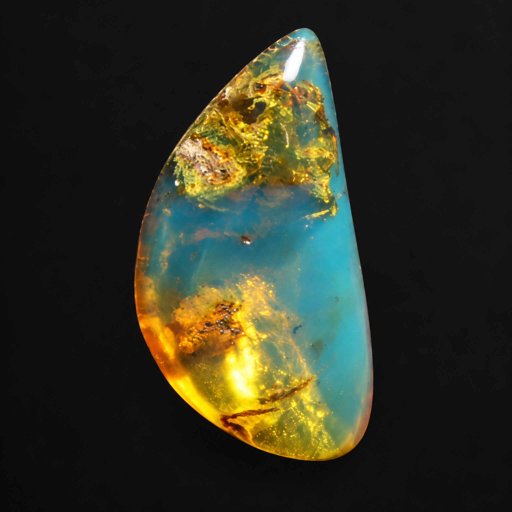 Pure natural deep blue polished Dominican amber – photo 7