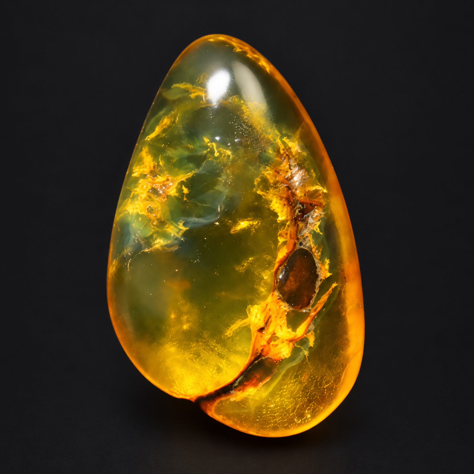 Pure natural yellow green polished Dominican amber