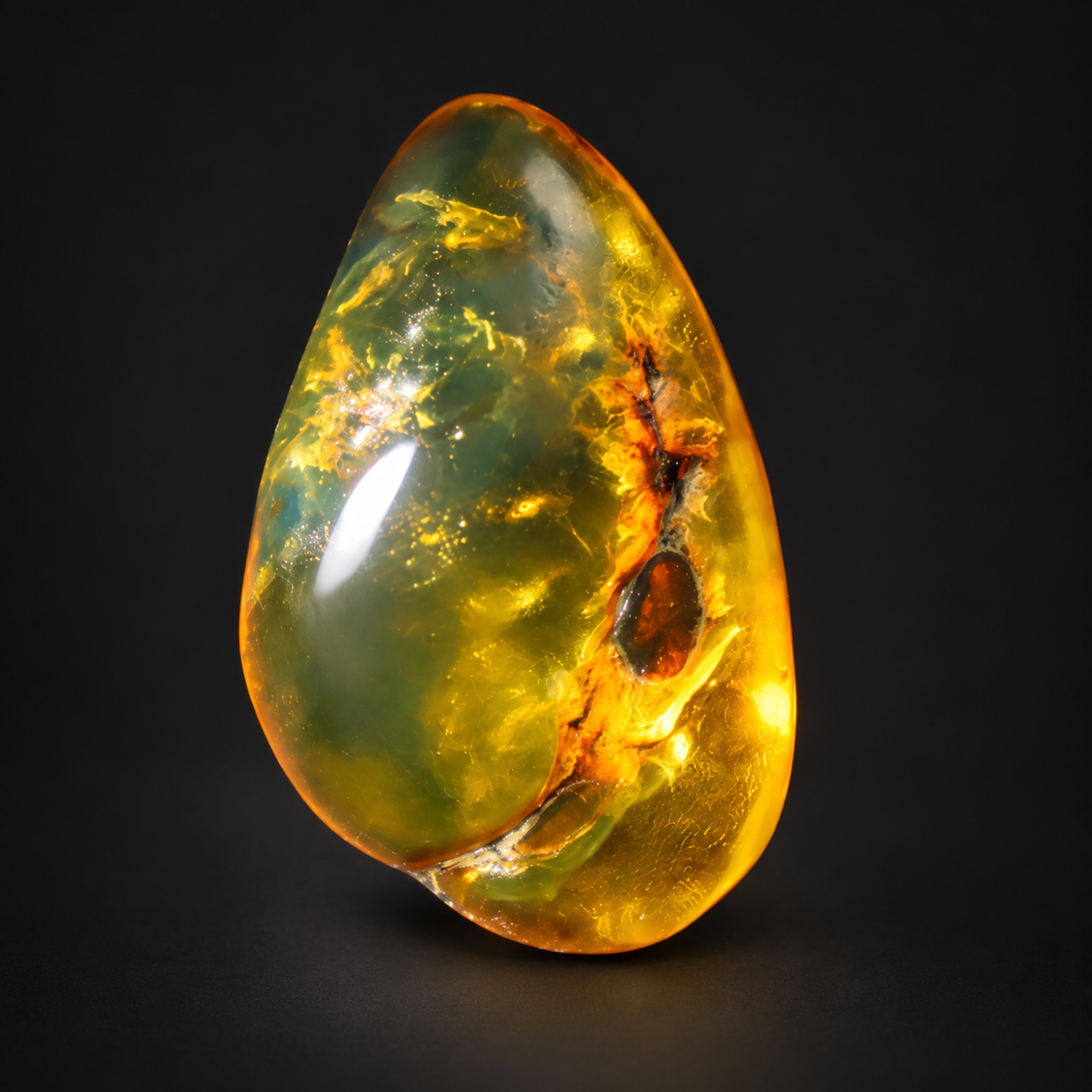 Pure natural yellow green polished Dominican amber – photo 2