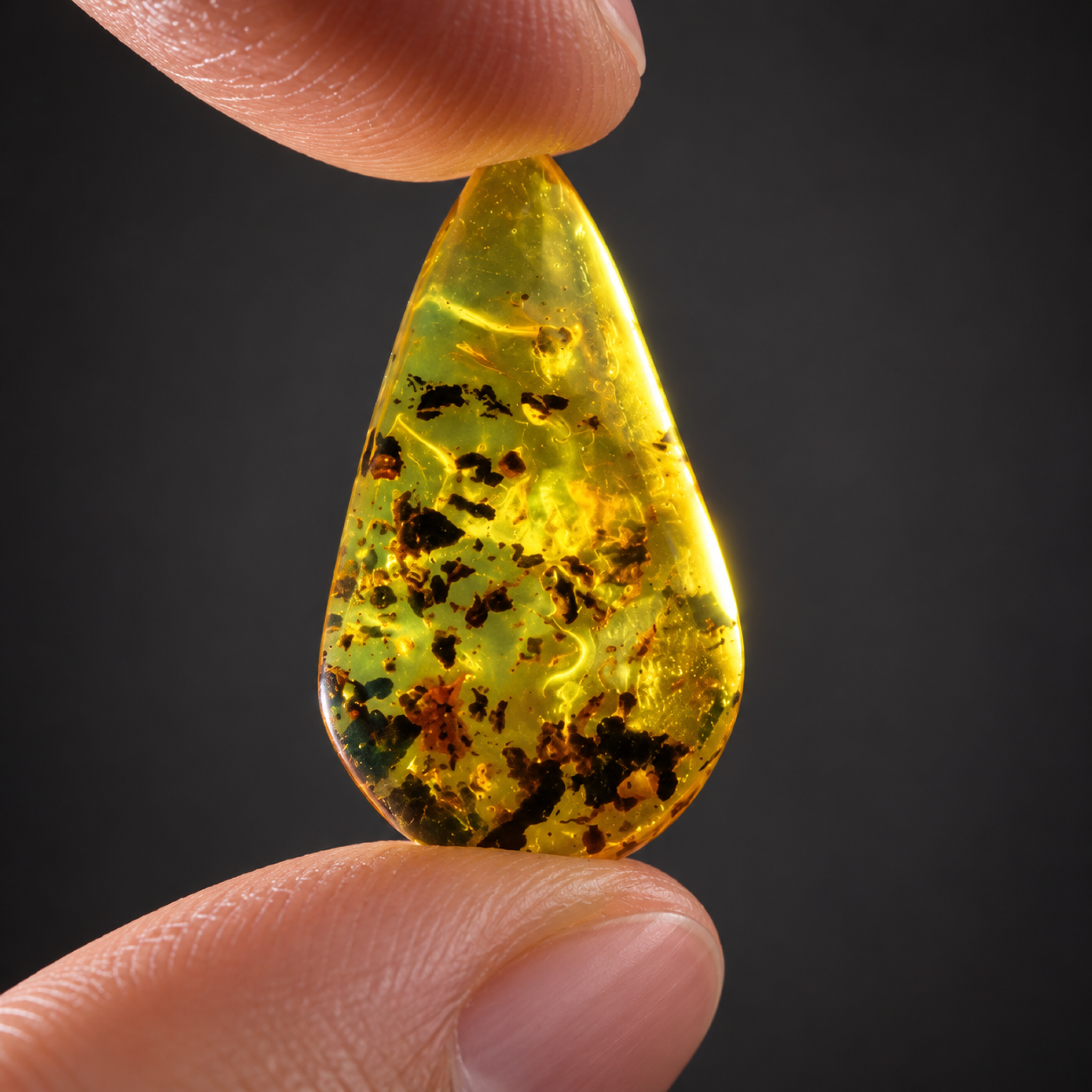 Handcrafted green blue polished Dominican amber – photo 3
