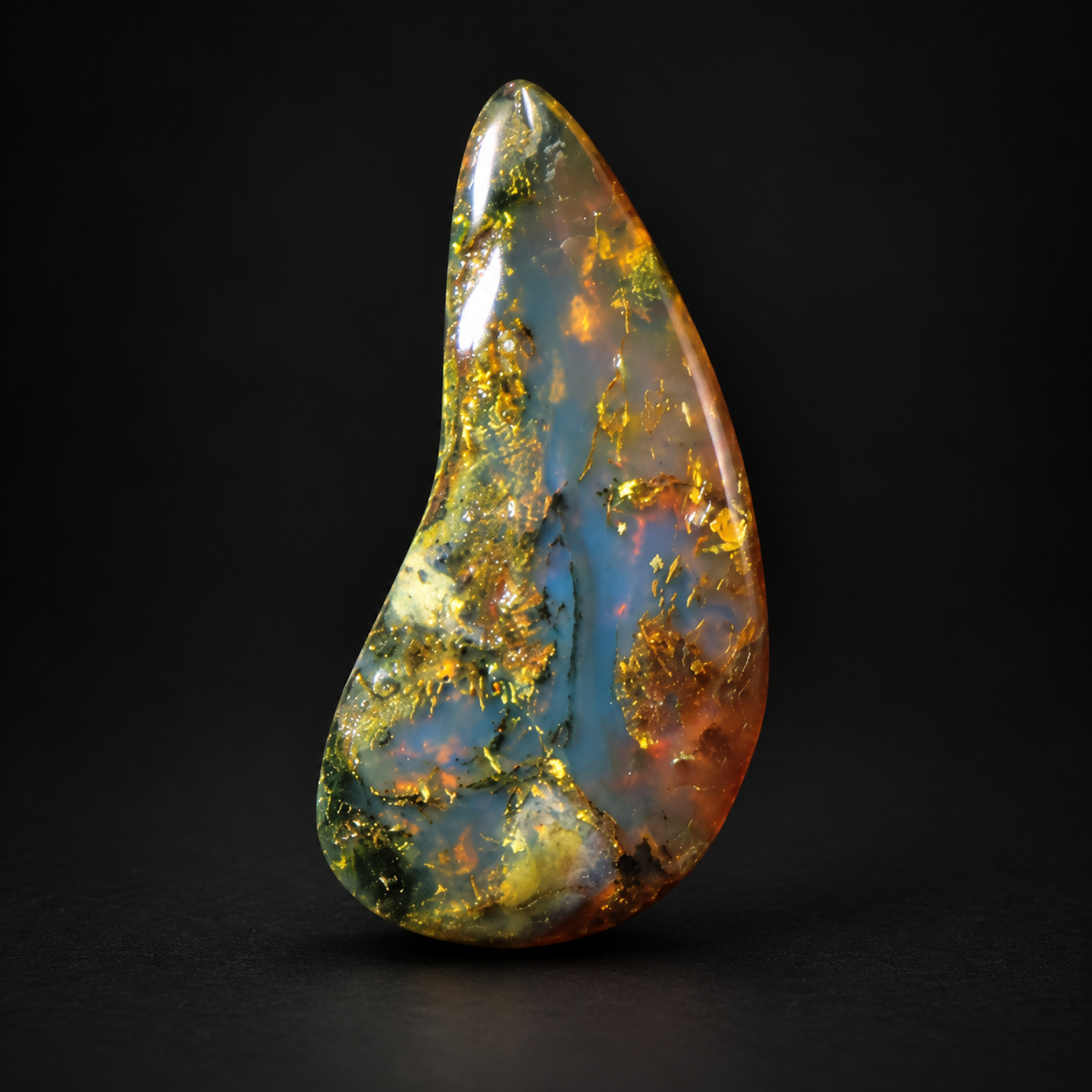 Pure natural deep blue polished Dominican amber – photo 2