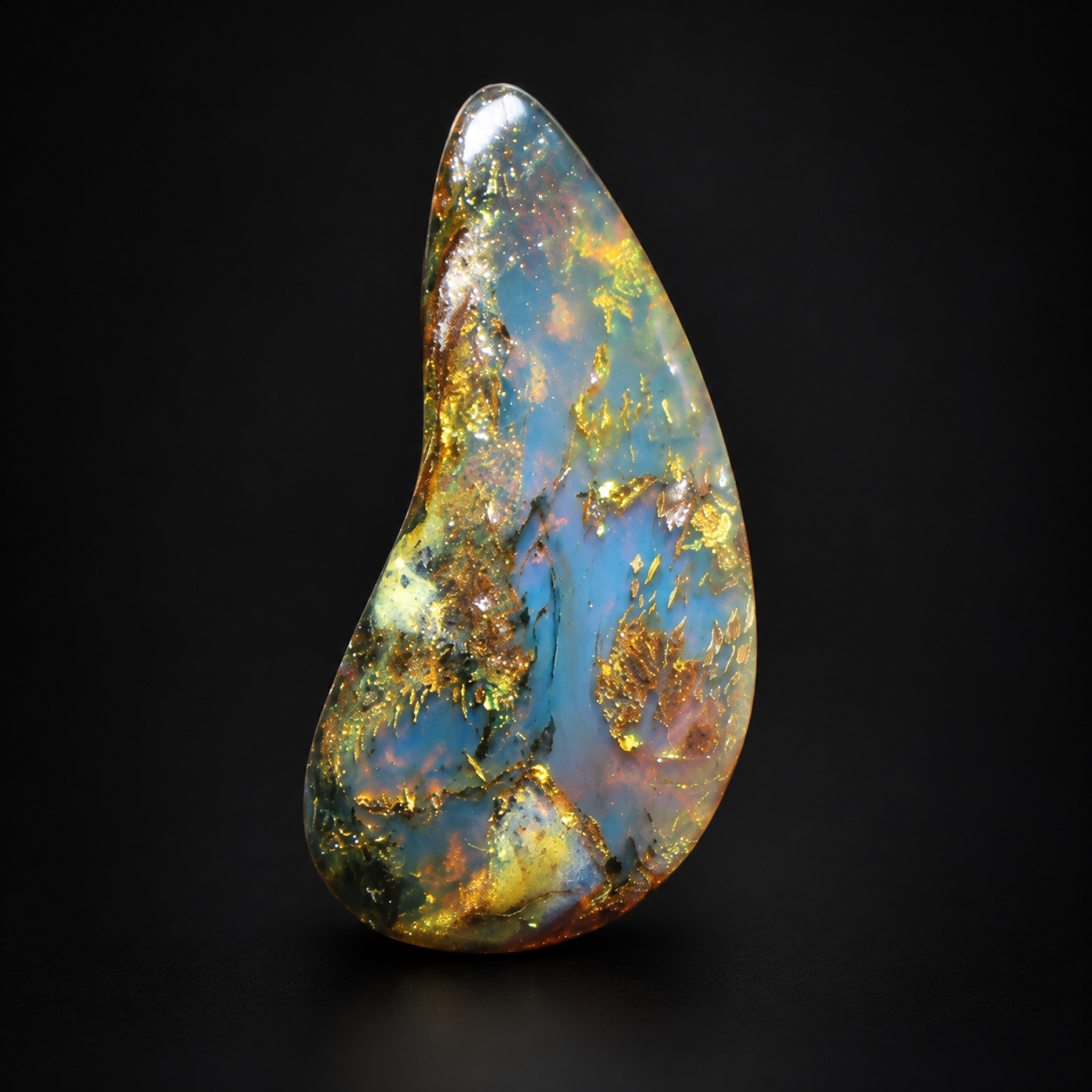 Pure natural deep blue polished Dominican amber – photo 3