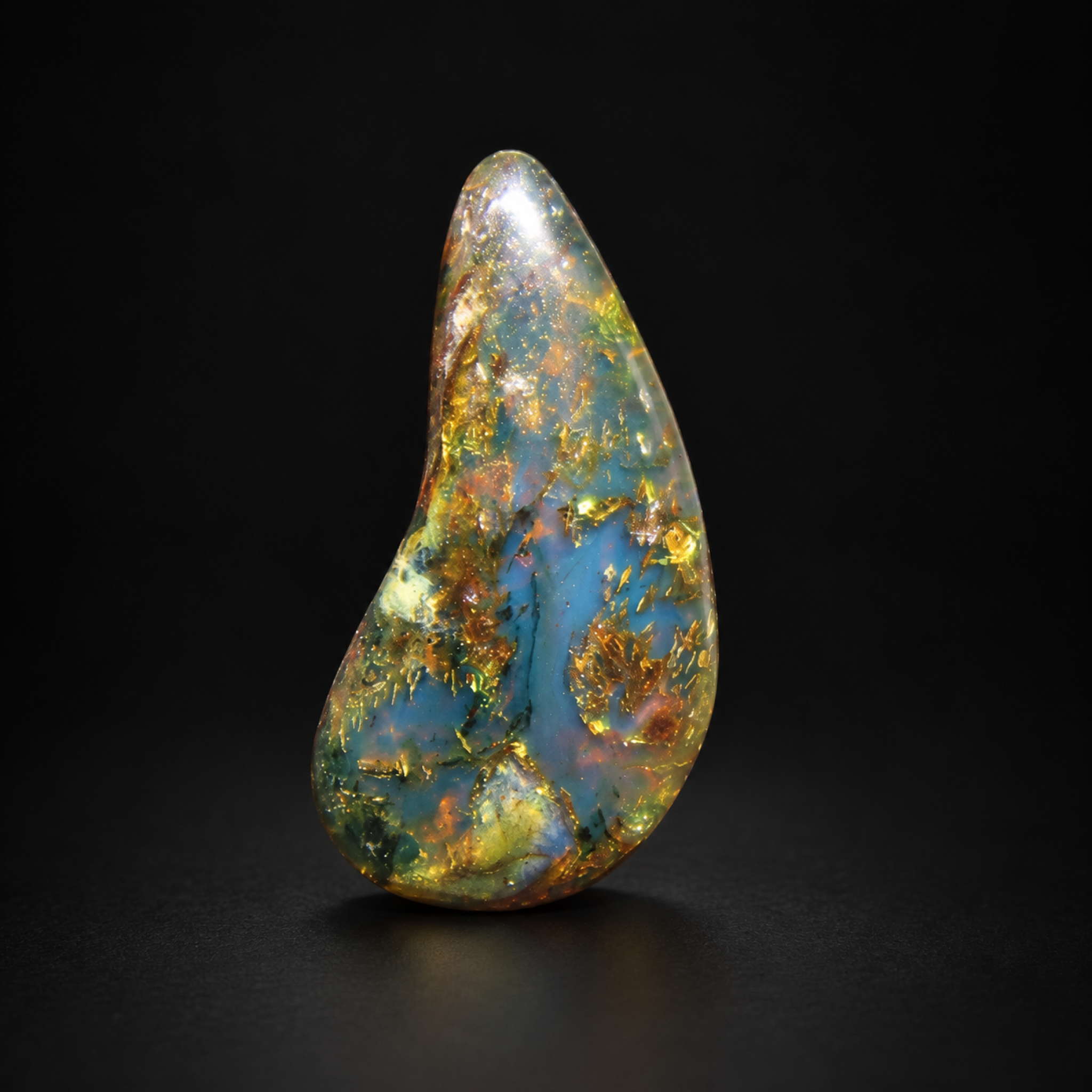 Pure natural deep blue polished Dominican amber – photo 6